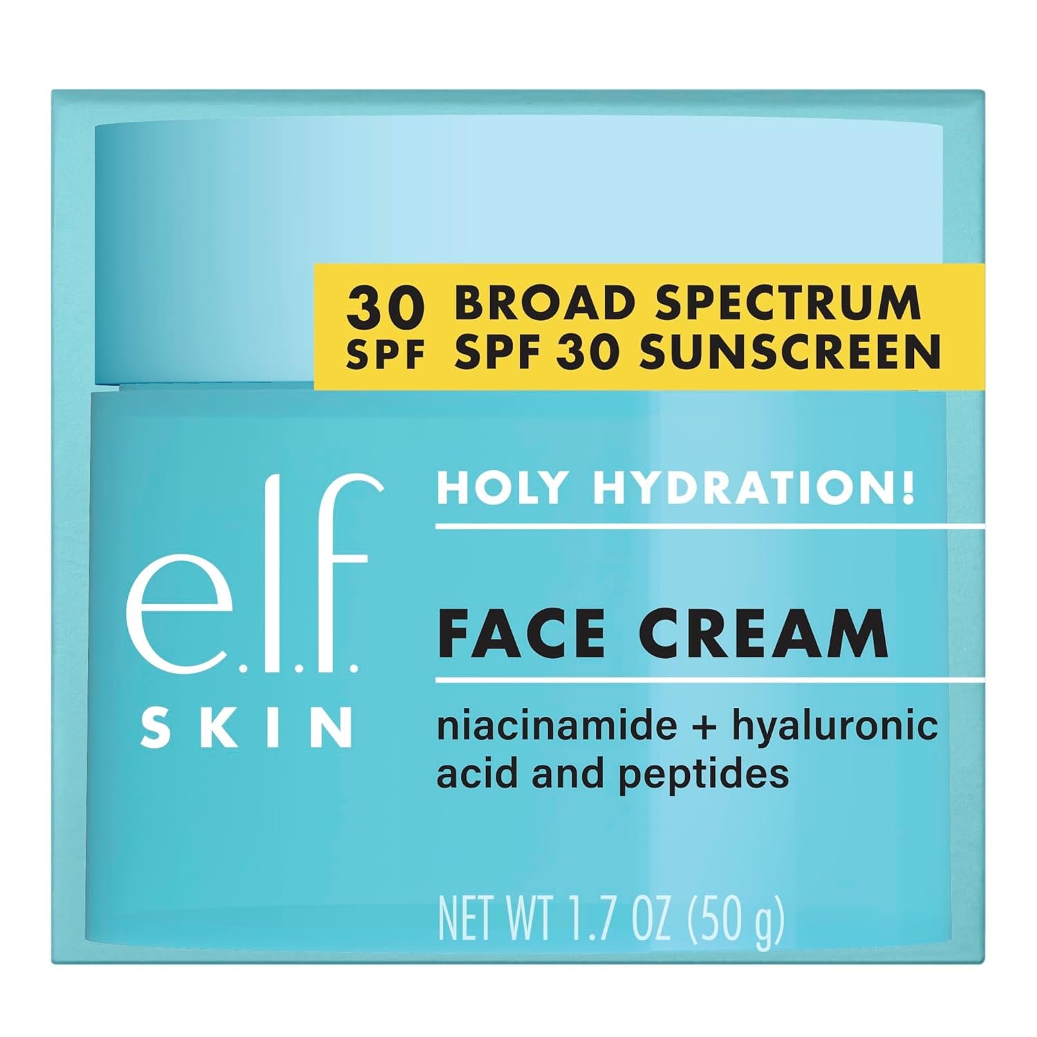 e.l.f. Holy Hydration! Face Cream Broad Spectrum SPF 30 Sunscreen Moisturizer, Made with Hyaluronic Acid, Niacinamide & Peptides, Lightweight Daily Protection, 1.7 oz - Image 6