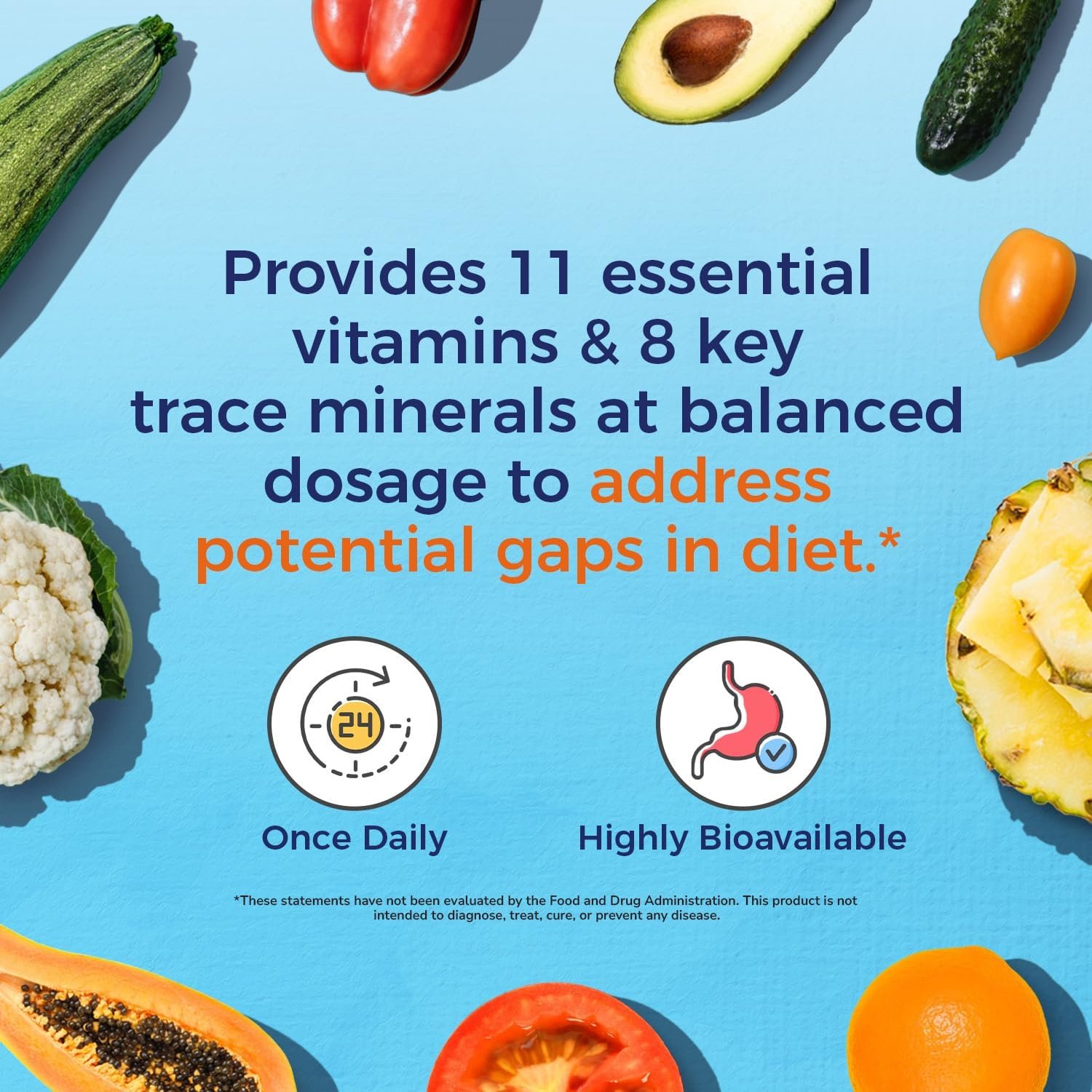 Vitalitown Multivitamin for Women & Men, with Iron, Zinc, Vitamin D3, A, C, B, E, 19 Key Nutrients, One Per Day, for Energy, Immune, Brain, Heart Support, 120 Tablets - Image 4