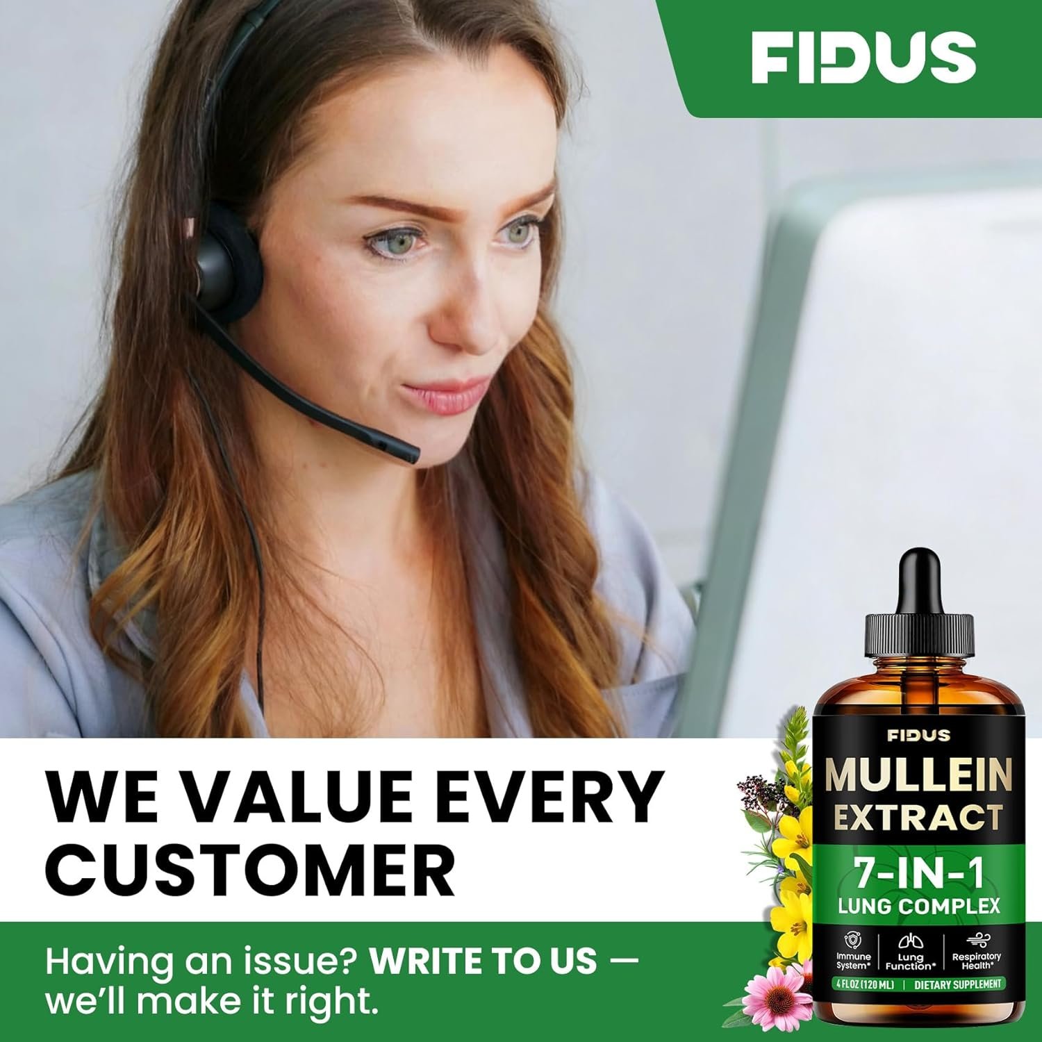 Mullein Drops for Lungs, 120 Servings - Mullein Leaf with 7 Herbs Echinacea, Oregano, Ginger, Elderberry, Marshmallow Root & Thyme - Lung Detox for Smokers - Respiratory, Immune & Lymphatic Drainage - Image 10
