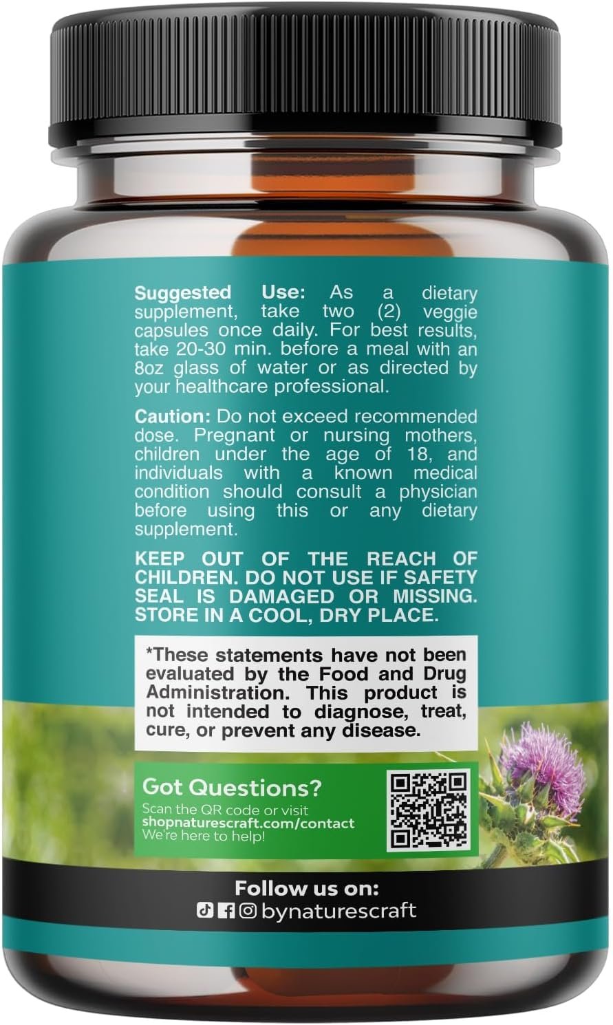 Natures Craft Liver Cleanse Detox & Repair 120 Capsules - Herbal Liver Support Milk Thistle Supplement - Silymarin Milk Thistle Supplements with Dandelion Root, Choline, Beetroot & Artichoke Extract - Image 2