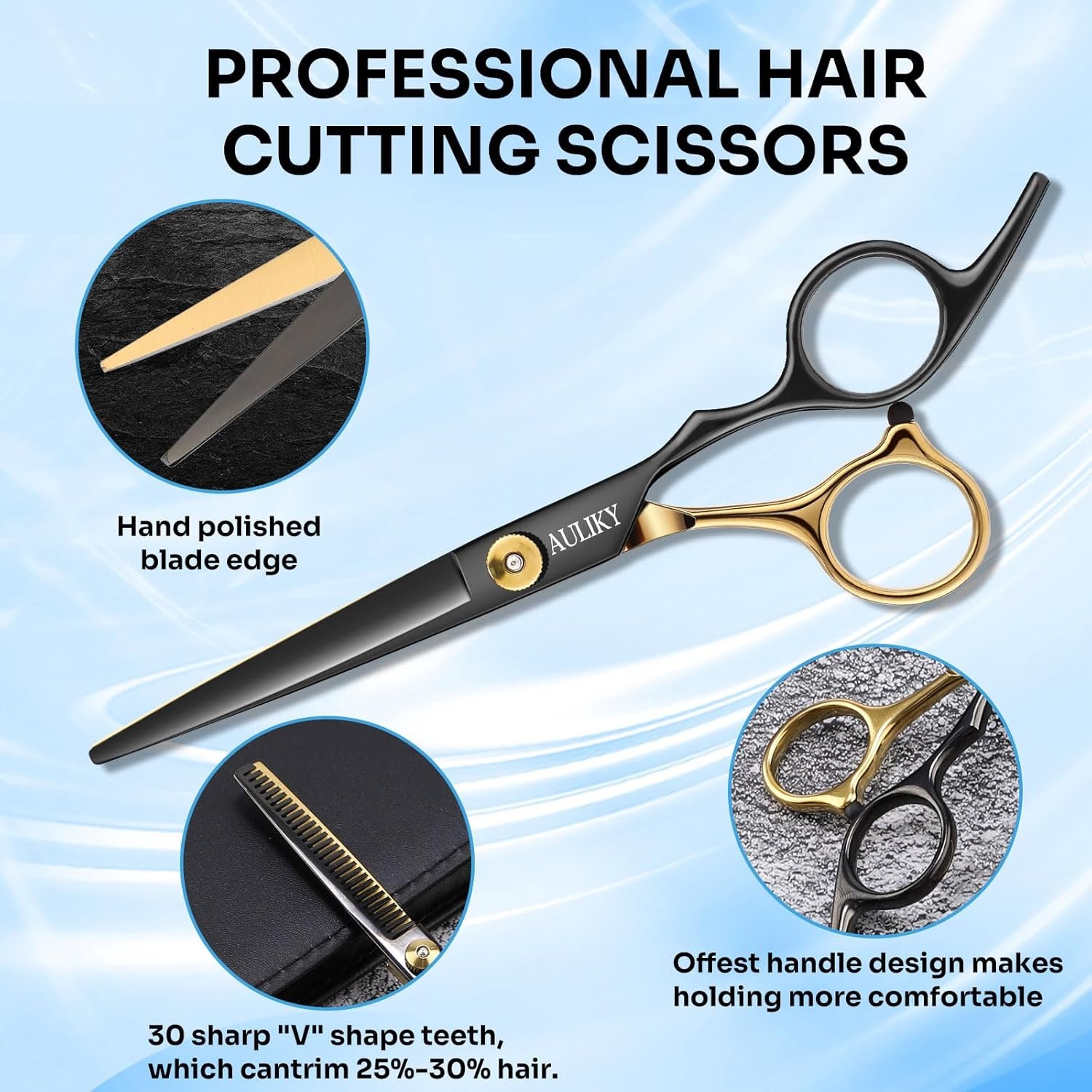 Hair Cutting Scissors Shears Kits, 15 Pcs Professional Stainless Steel Hairdressing Shears Set Thinning Scissors for Barber/Salon/Home/Men/Women/Kids/Adults - Image 2