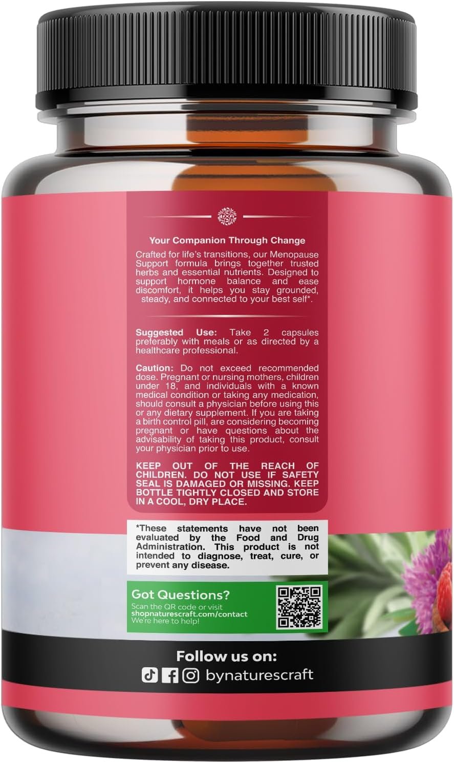 Natures Craft Complete Herbal Menopause Supplement for Women - Female Hormone Balance Capsules for Night Sweats Hot Flashes & Mood Swings with Dong Quai, Chaste Berry & Black Cohosh Root - 60 Count - Image 9