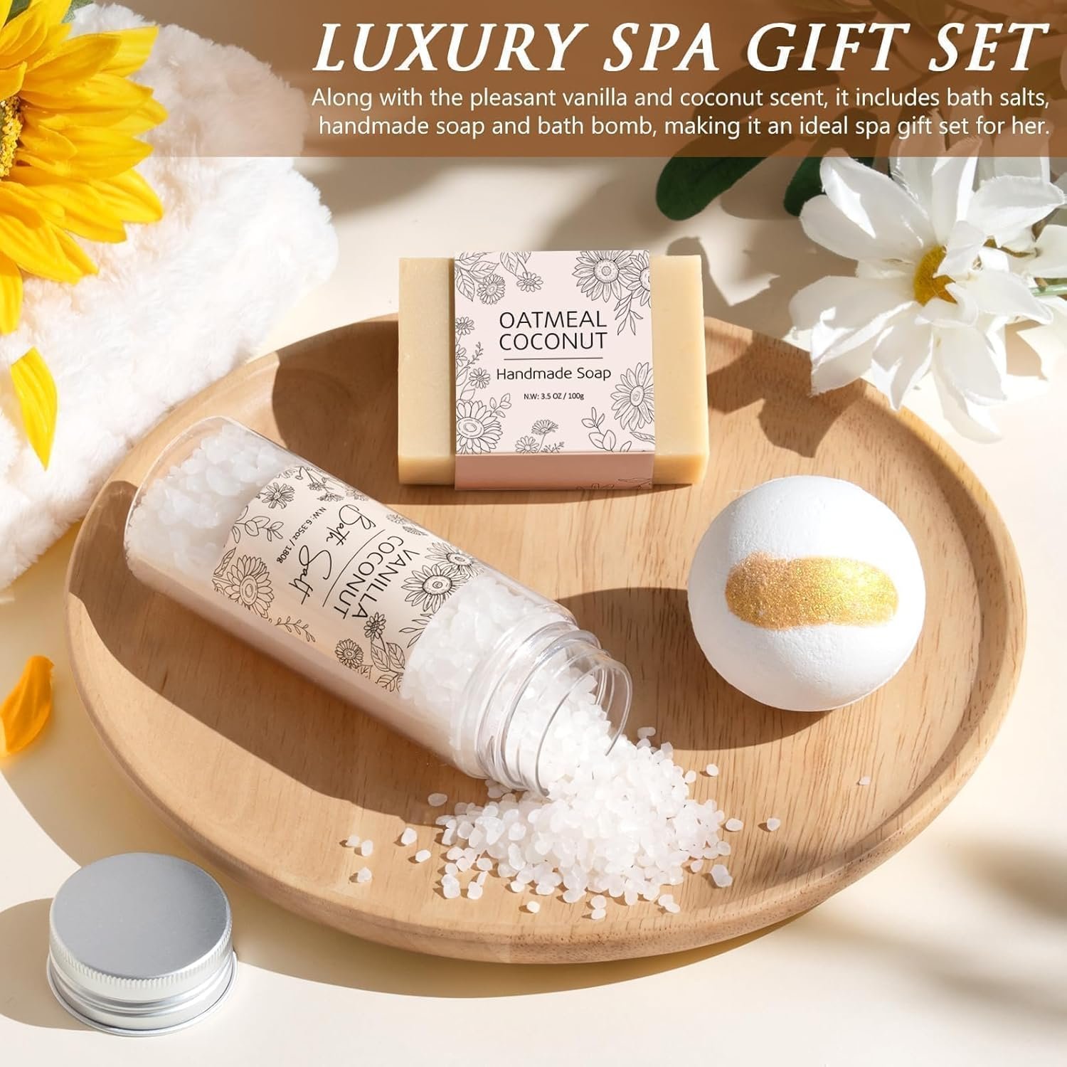 Birthday Gifts for Women Self Care Get Well Soon Gift Baskets, Spa Care Package Thinking of You Gifts, Sending Sunshine Box Unique Christmas Sunflower Gift for Women Mom Her Best Friends Sister Wife - Image 9