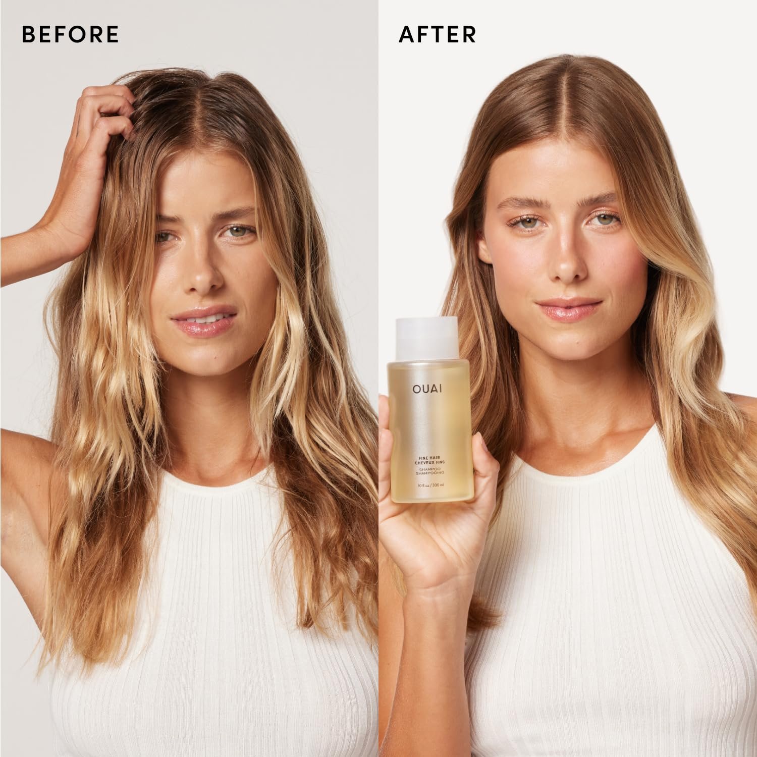 OUAI Fine Hair Shampoo & Conditioner Set, Travel Size - Volumizing Shampoo & Conditioner - With Strengthening Keratin, Biotin & Chia Seed Oil - Sulfate, Paraben & Phthalate Free (3 Oz) - Image 4