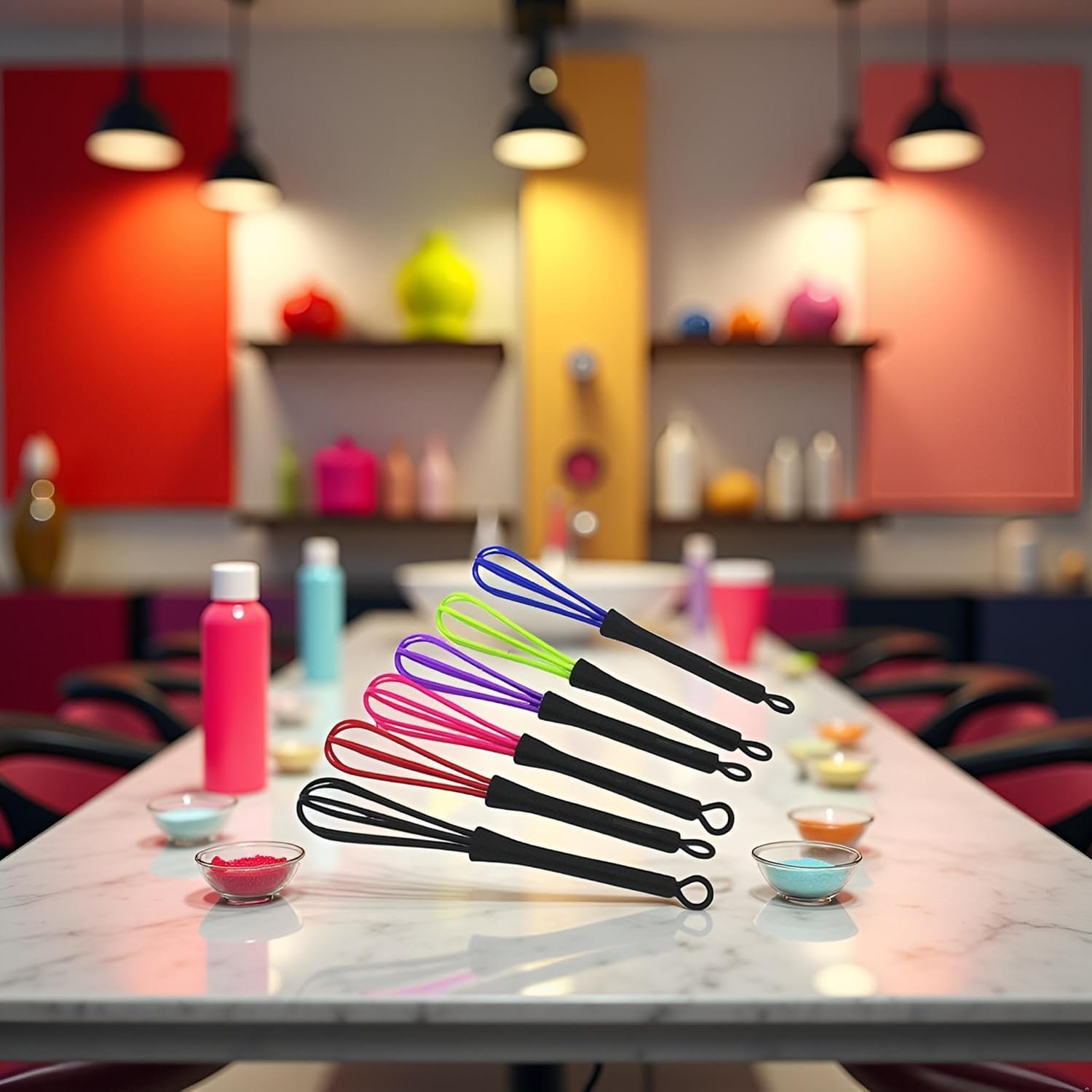 6 Pcs Mini Whisks for Hair Dye Color Mixing, 7 x 1.2 In, Balloon Salon Barber Hairdressing Hair Color Dye Cream Whisk Kitchen, Mixer Tool for Blending, Whisking, Beating and Stirring - Image 6