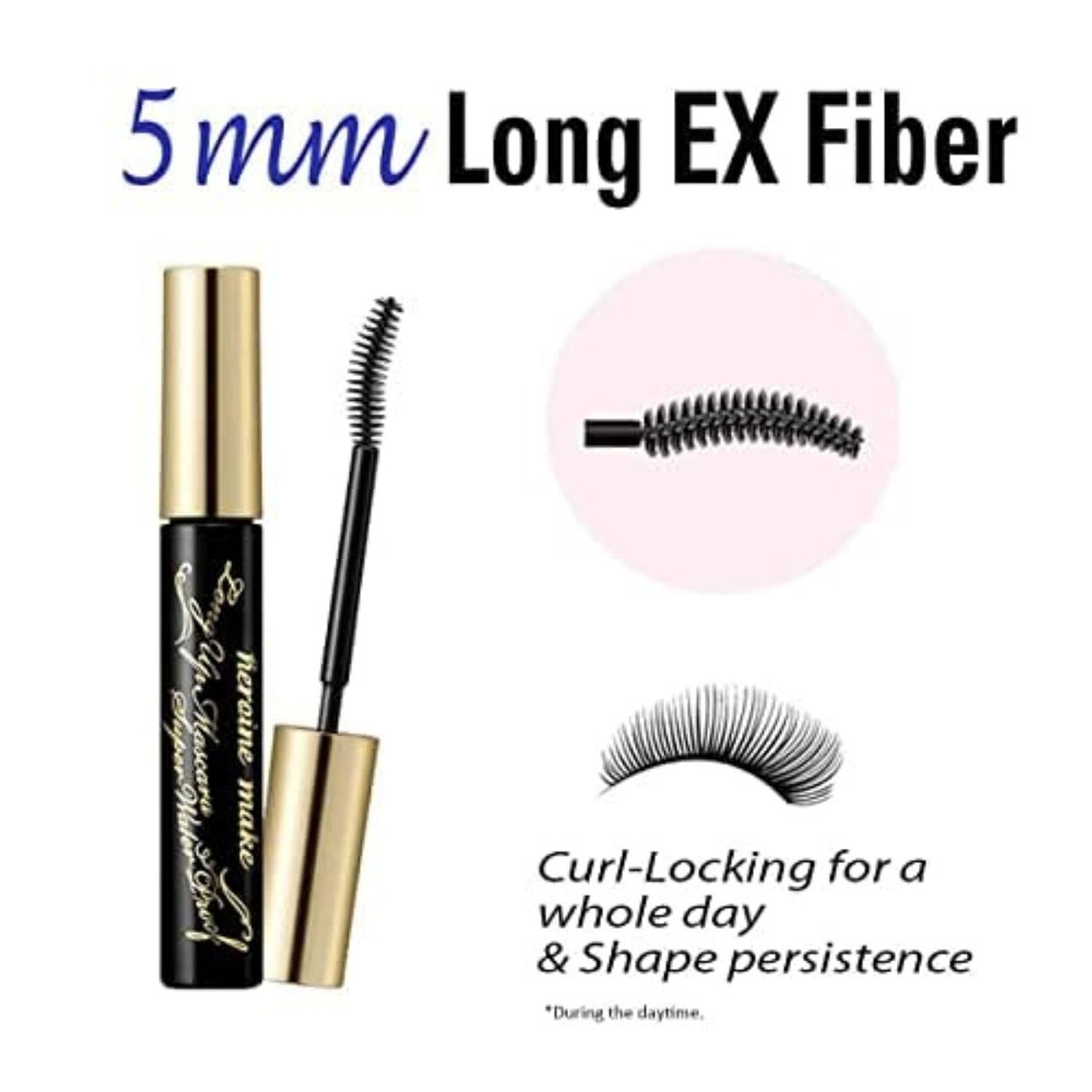 Heroine Make by KissMe Waterproof Mascara Black | Volumizing, Lengthening & Smudge-Proof Formula | Waterproof Mascara for Long-Lasting Curl & Volume | Made in Japan - Image 3