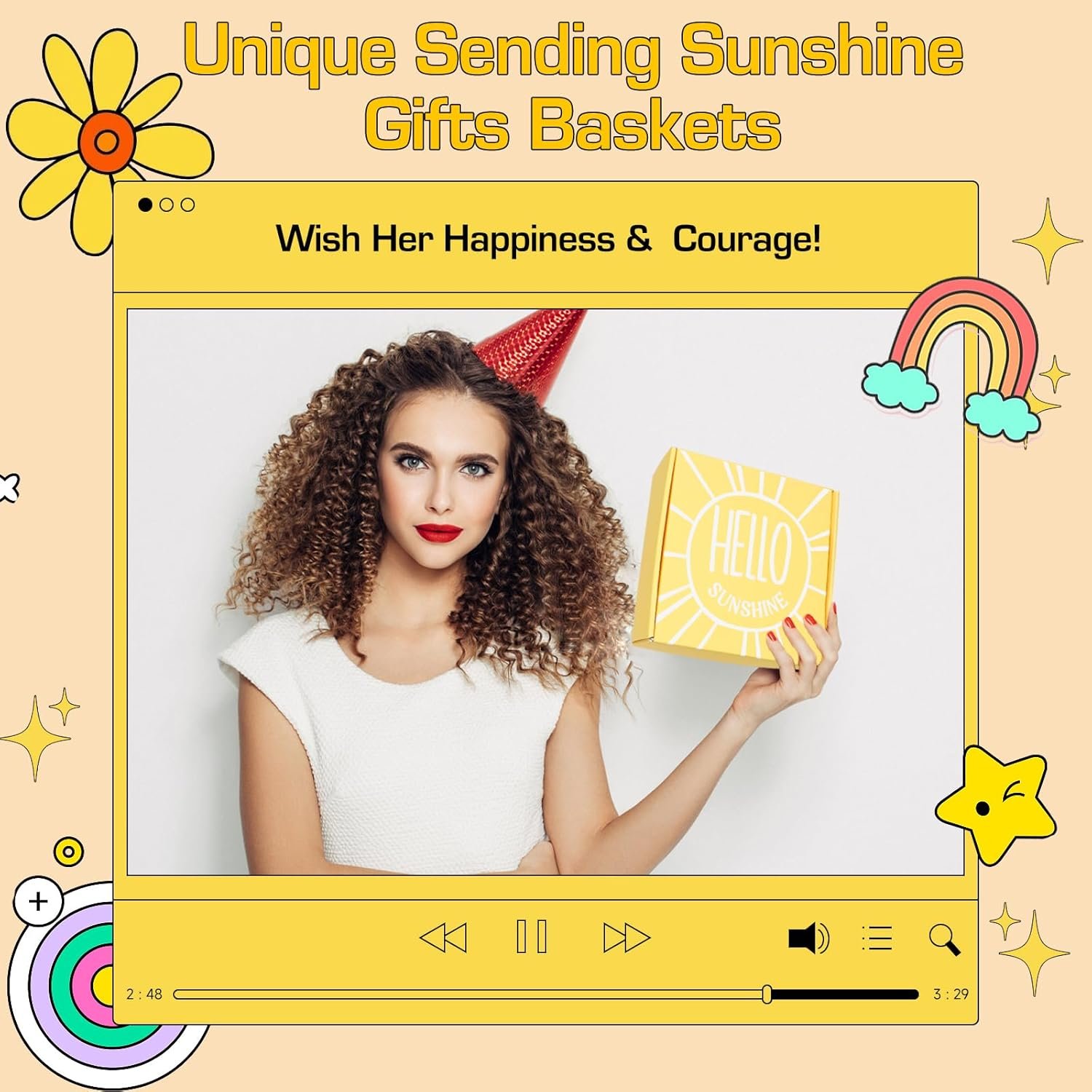 Gift Baskets for Women, 10pcs Unique Birthday Gifts for Women, Best Friend Birthday Christmas Gift, Get Well Soon Gift Basket Sending Sunshine Cheer Up Box for Sister Friendship - BRIGHTEN UP HER DAY - Image 2