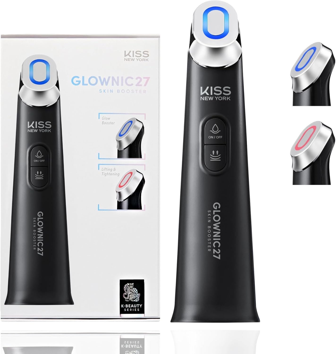 KISS NEW YORK GLOWNIC27 Facial Beauty Device, Microcurrent Glass Glow Skin Booster for Enhancing Korean Skin Care Absorption and Ability to Lift, Improves Hydration Barrier, Elasticity, Even Tone