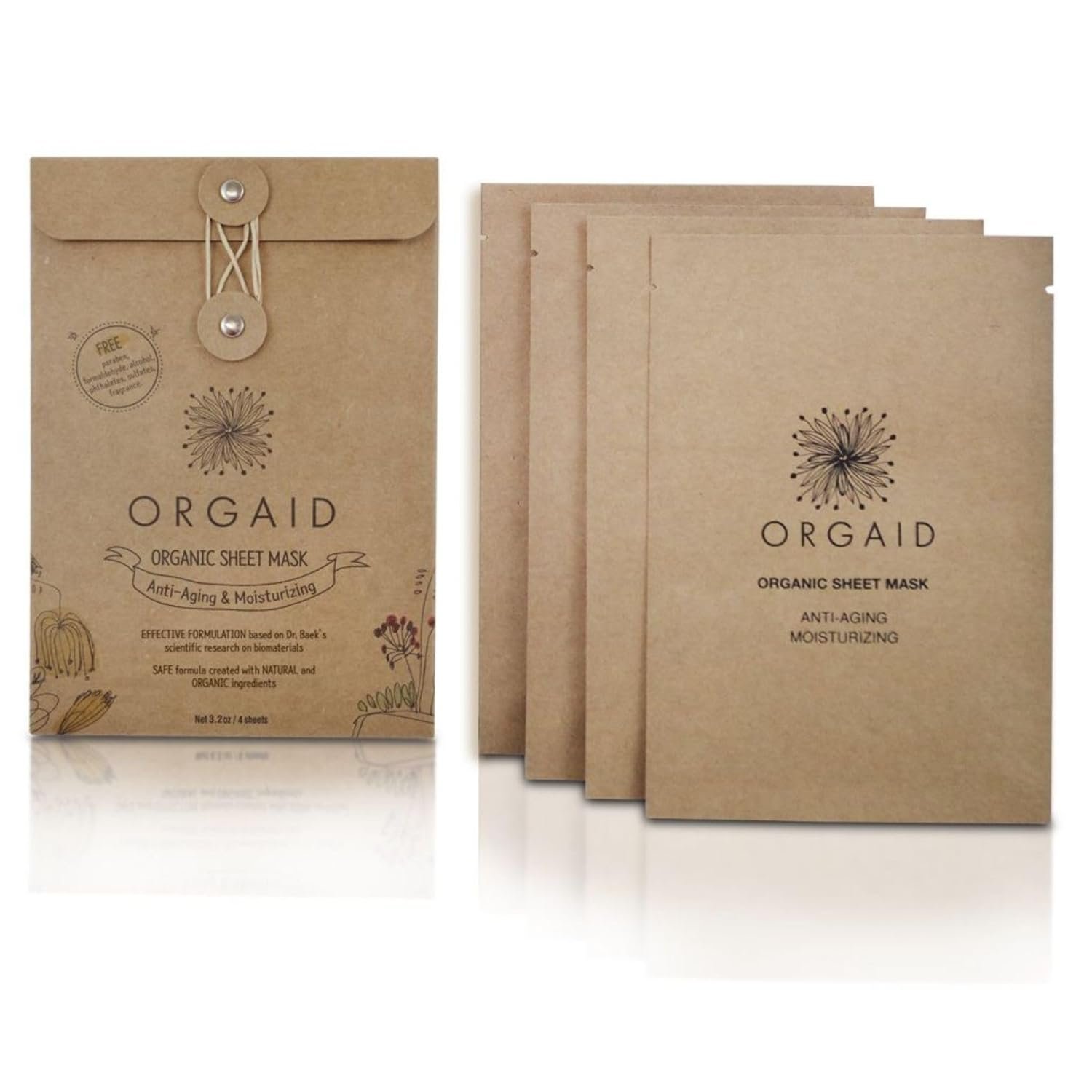 ORGAID Organic Sheet Mask | Made in USA (Anti-aging & Moisturizing, pack of 4) - Image 2