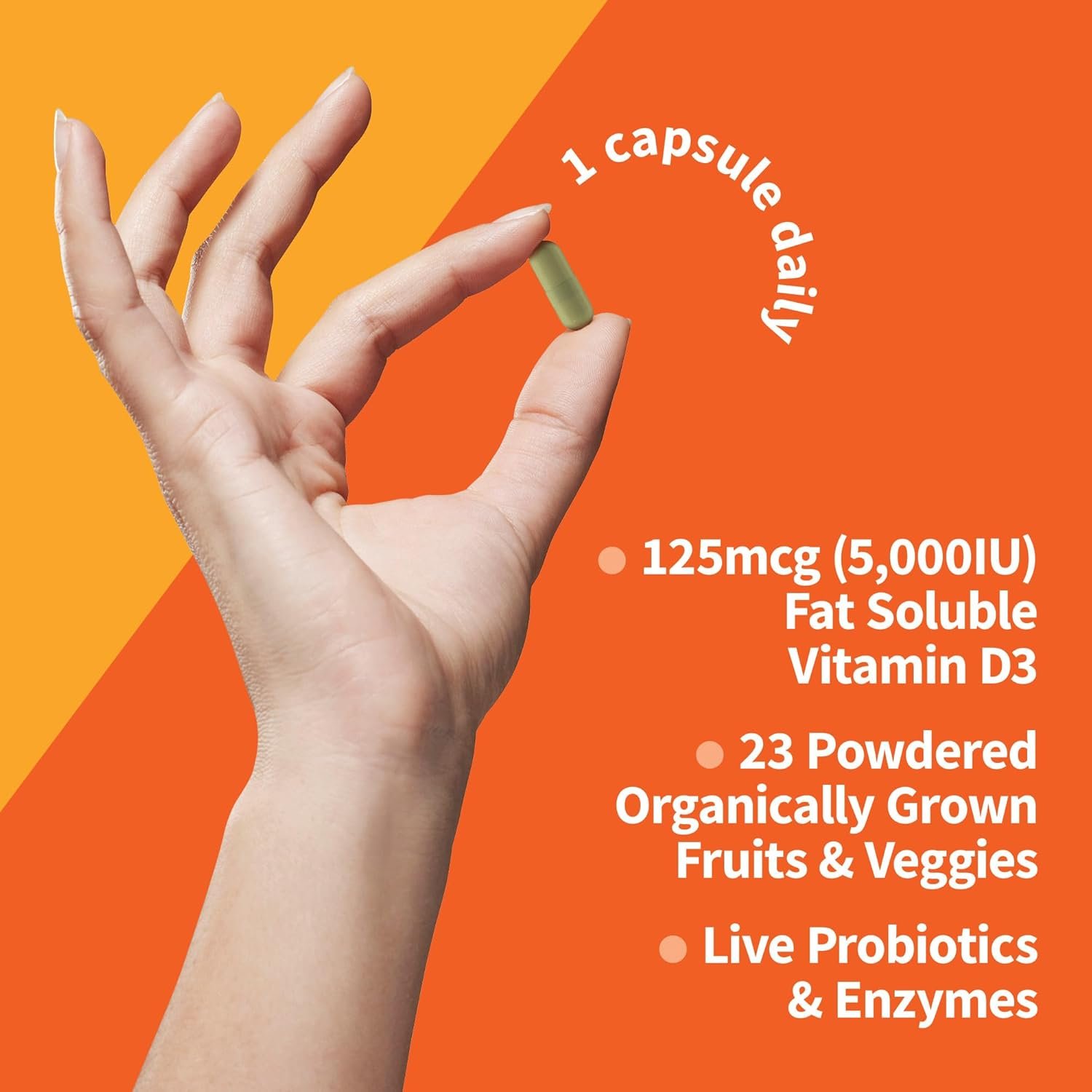 Garden of Life Vitamin D3 5000 IU, Raw Whole Food Supplements with Chlorella, Fruit, Veggies & Probiotics for Bone & Immune Health, 60 Vegetarian Capsules - Image 3