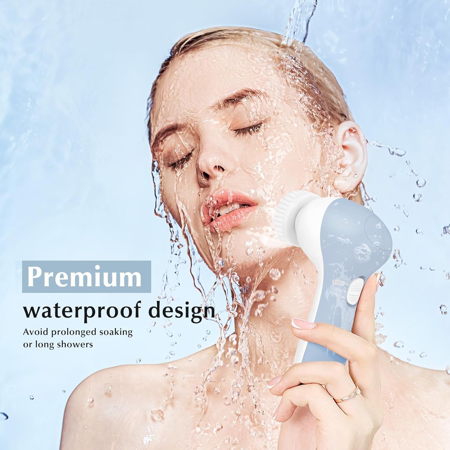 COSLUS Facial Cleansing Brush Silicone Face Scrubber: 7 in 1 FBS-D Electric Exfoliating Rotating Massage Device Waterproof Deep Cleaning Exfoliation Spa Machine - Electronic Skin Care Wash System - Image 5