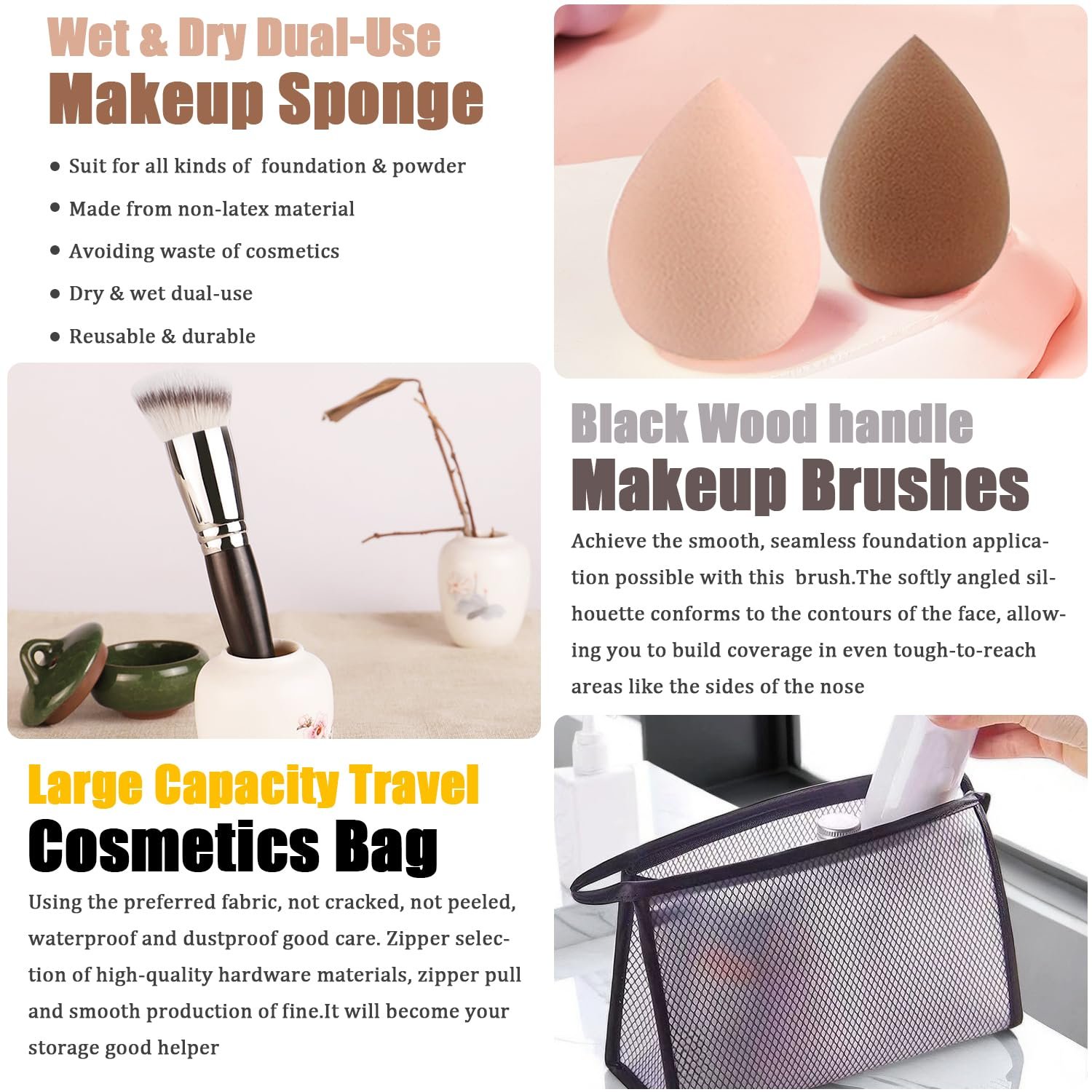 All in One Makeup Kit for Women Full Kit,Travel Make Up Gift Set for Women Teens Girls, Includes Eyeshadow,CC,Foundation,Lipstick,Mascara,Brush,Sponge,Brow Powder & Soap,Eyeliner,Primer,Contour,Bag - Image 7