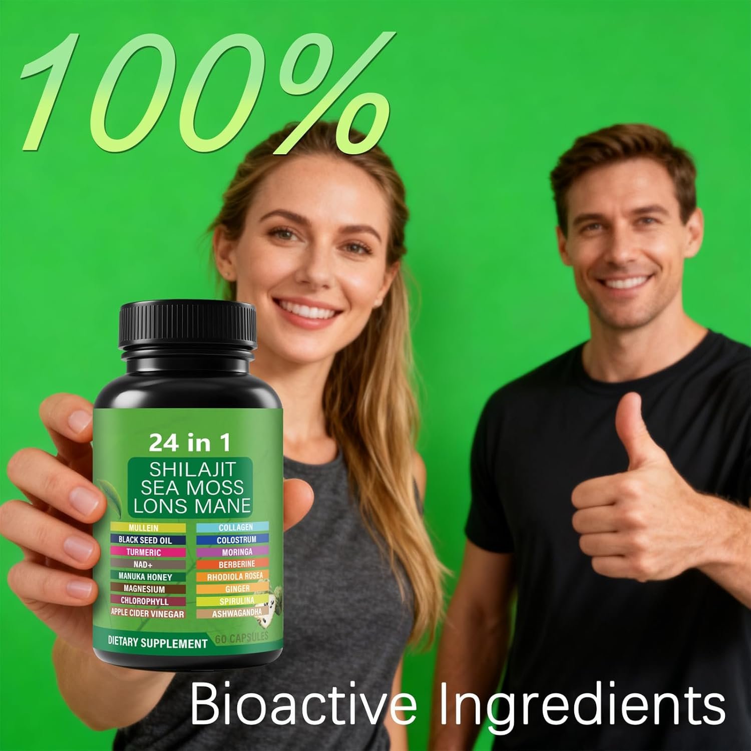Soursop Capsules with 24-in-1 Herbal Blend - Includes Graviola, Shilajit, Sea Moss, Lions Mane, Turmeric, Ashwagandha, Ginger, Manuka Honey - Vegan, Non-GMO Dietary Supplement - 60 Capsules (01) - Image 8