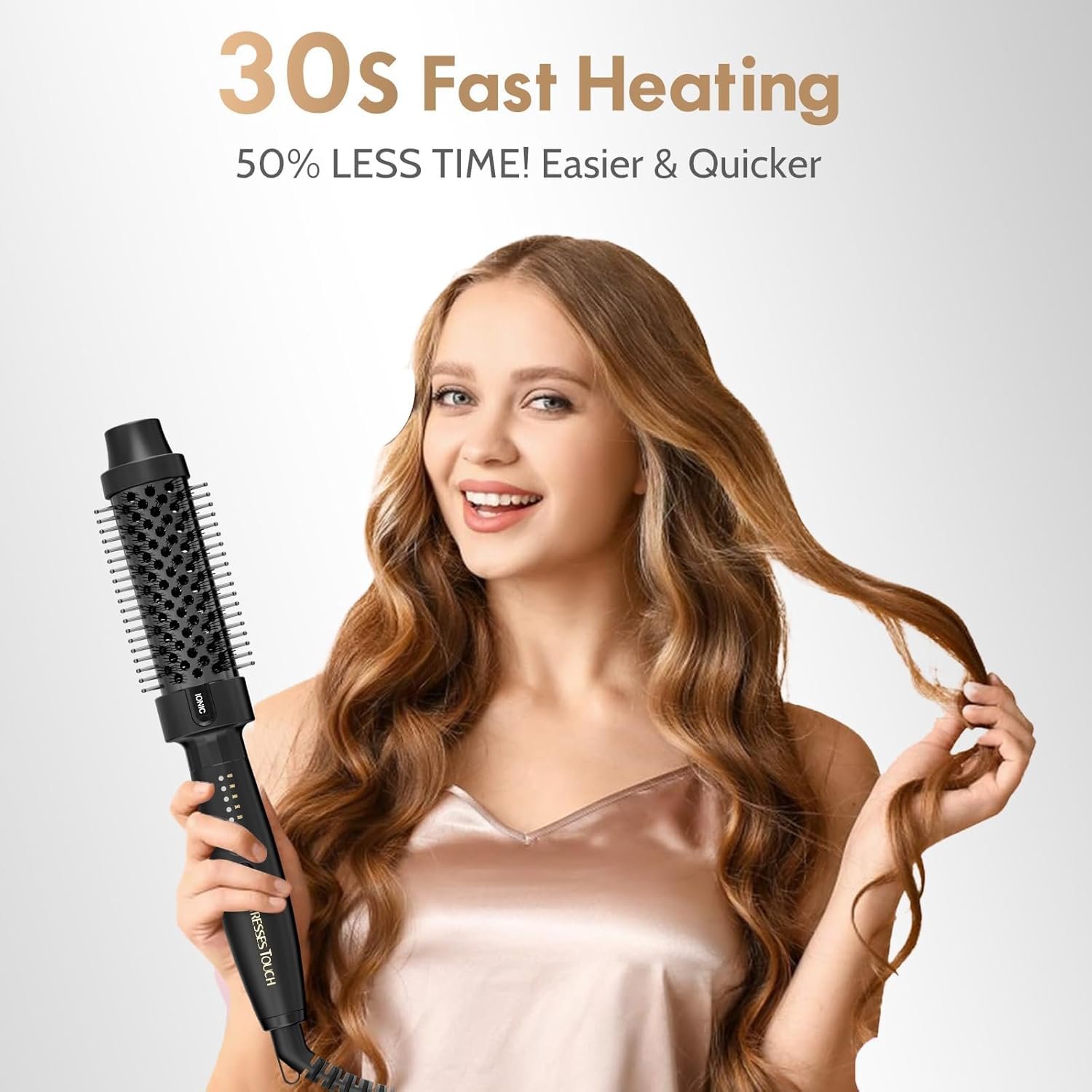 Thermal Brush 1.5 Inch, Heated Round Brush for Blowout Look, Negative Ion, 5 Temp Settings, Tourmaline Ceramic, Dual Voltage for Travel, Easy to Use, Less Damage, Makes Hair Shinier & Smoother - Image 4