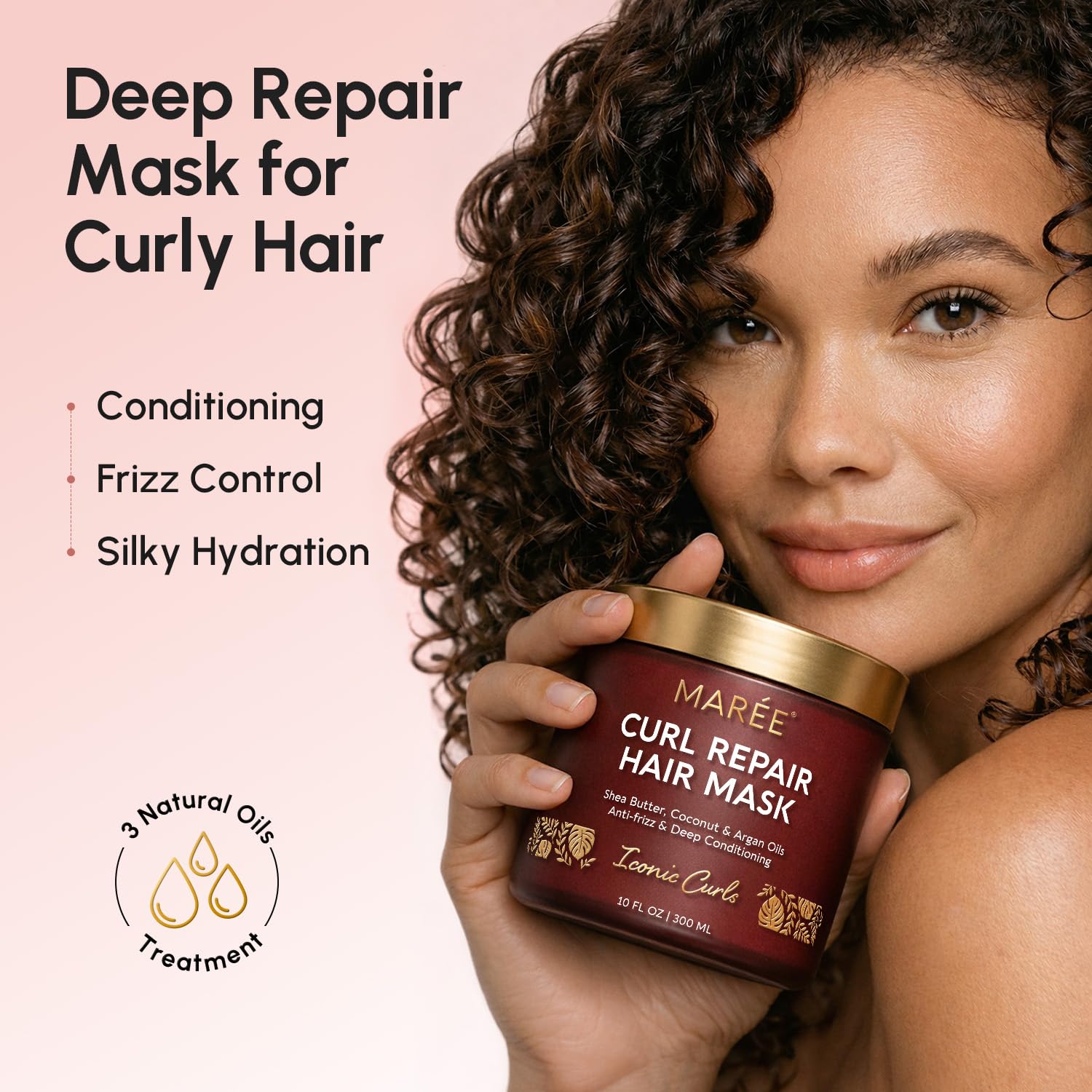 MAREE Curl Repair Hair Mask - Deep Conditioning Care for Damaged, Dry Curly Hair Products for Women & Men - Curl Moisturizer & Conditioner - Tratamiento Mascarilla para el Cabello Seco y Maltratado - Image 2