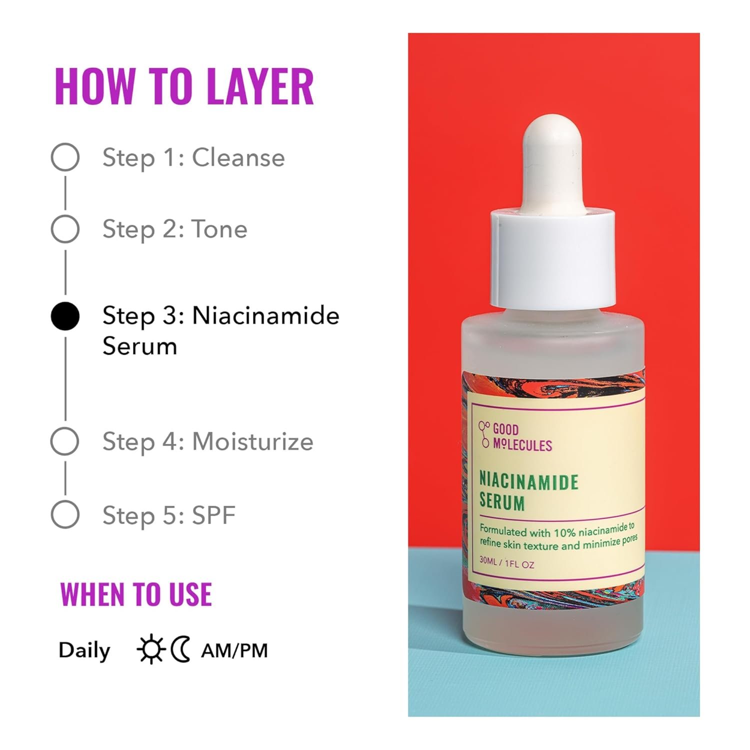 Good Molecules Niacinamide Serum - 10% Niacinamide to Target Blemishes, Nourishment, and Skin Tone - Ultra Hydrating Serum and Brightening Skin Care for Face - Image 5