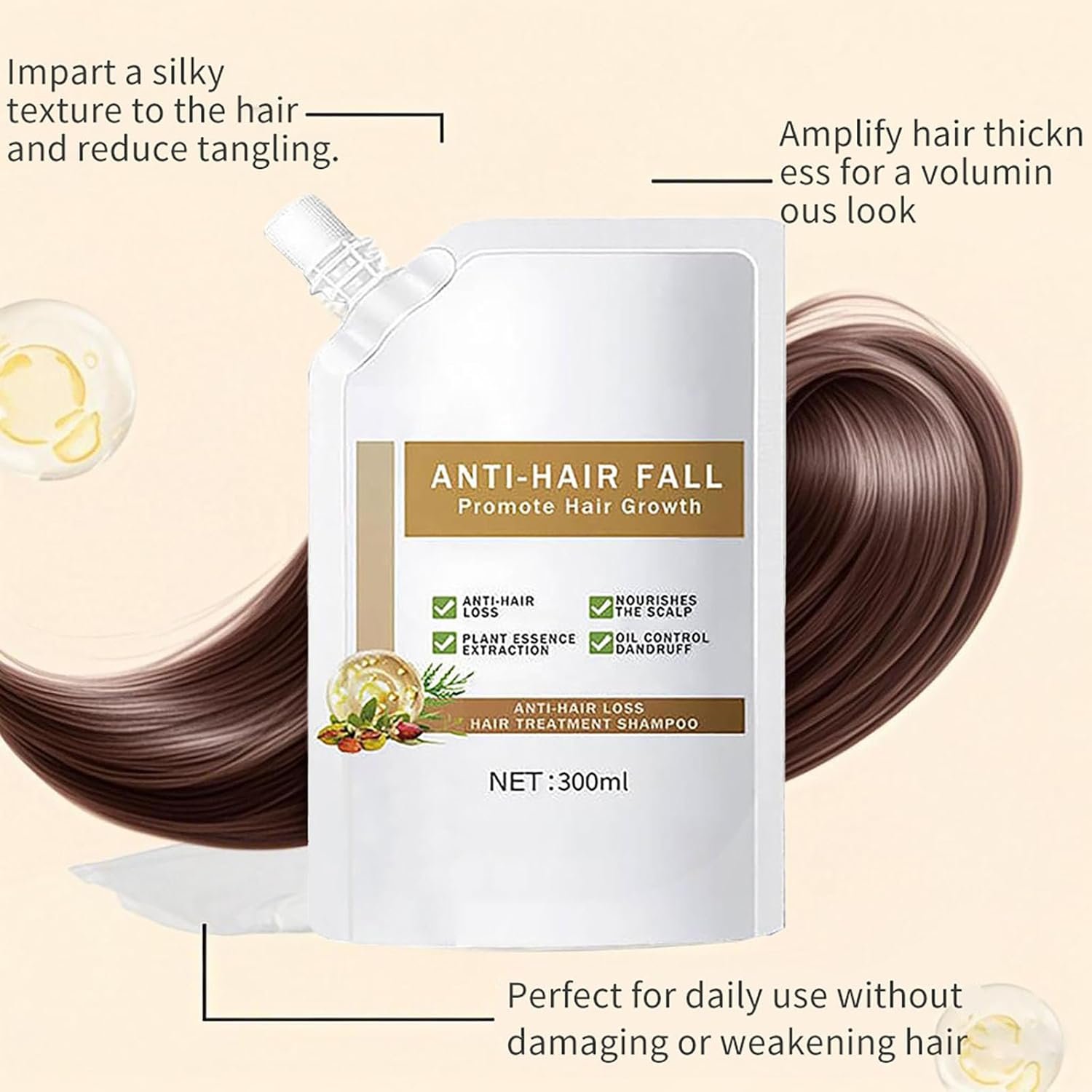 Anti-Hair Fall Hair Loss Shampoo, Anti-Hair Fall Promote Hair Growth Shampoo for Women Men, Moisturizing Suitable for All Hair Types 10.56 FL OZ (300ml) - Image 4