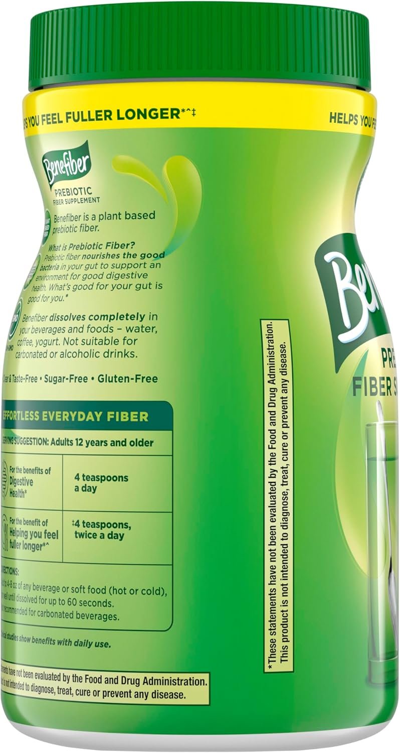 Benefiber Daily Prebiotic GLP-1 Friendly Fiber Supplement Powder for Digestive Health, Unflavored - 250 Teaspoons (17.6 Ounces) - Image 15