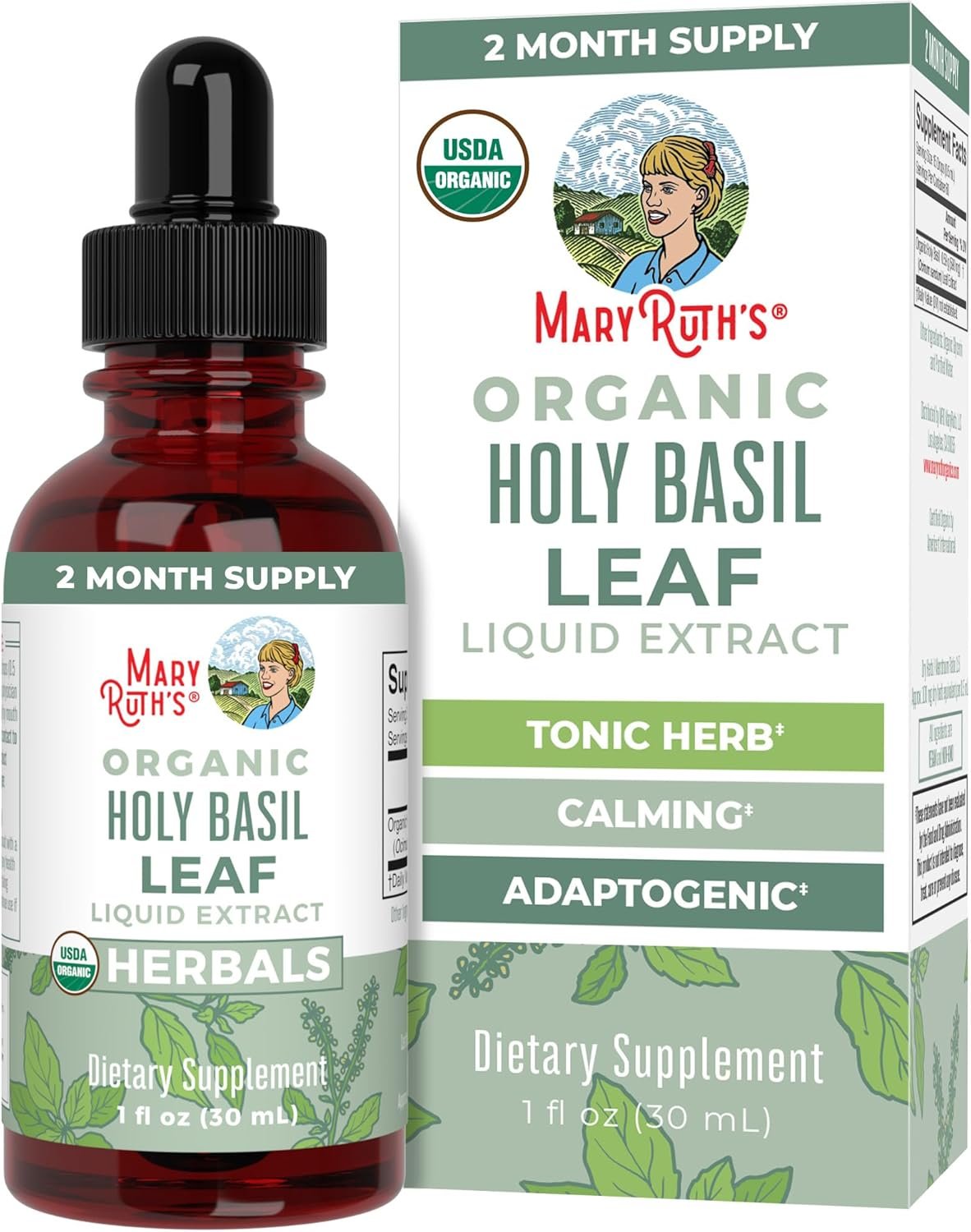 MARYRUTH'S Organics Holy Basil Sugar Free | Tulsi Holy Basil Herbal Liquid Drops | Antioxidant | Cognitive Function | Digestive Support | Energy Levels | Vegan | Non-GMO | 1 Fl Oz