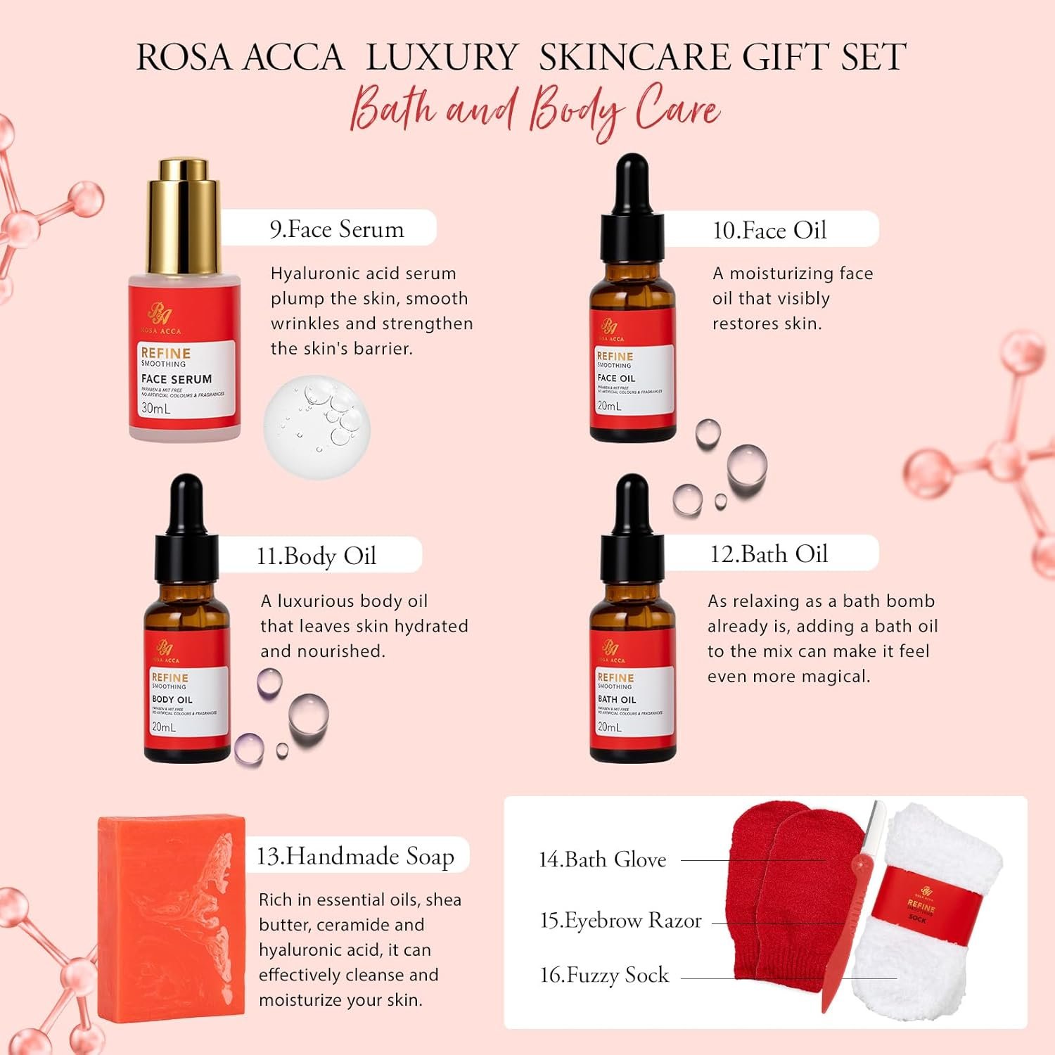 Gifts for Women, Red Rose 32 Pcs Face Skin Care Gifts Set, Birthday Gift for Women, Bath and Body Gifts Basket Set, Spa Set & Self-Care Basket, Thinking of You Gift, Christmas, Anniversary, Wife - Image 4