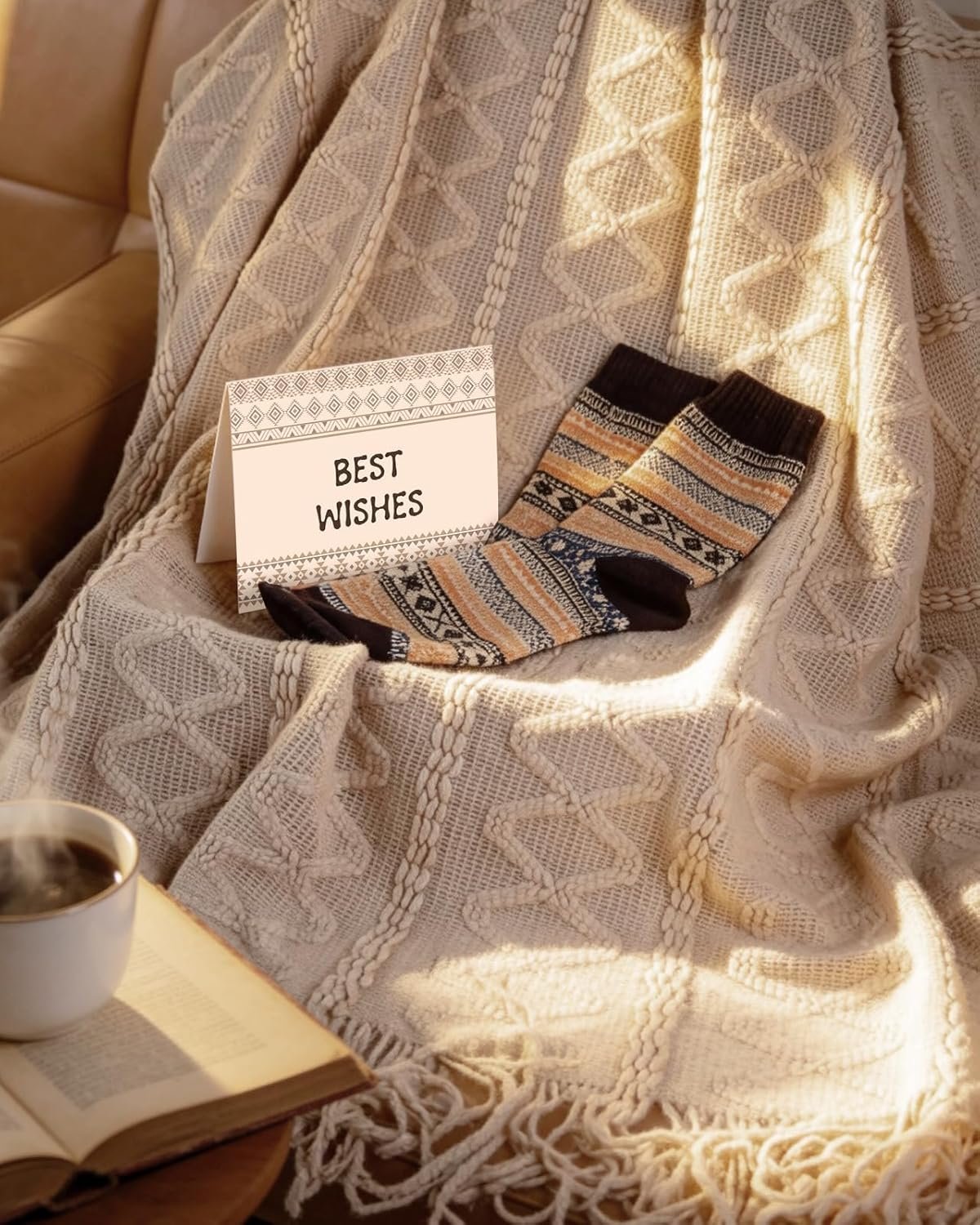 Spa Gift Bakset for Women - Unique Bohemian Basket with Soft Blanket, Warm Socks, Blank Card, Boho Gifts for Women, Birthday, Mother's Day, Get Well, Self Care, Thinking of You - Image 3