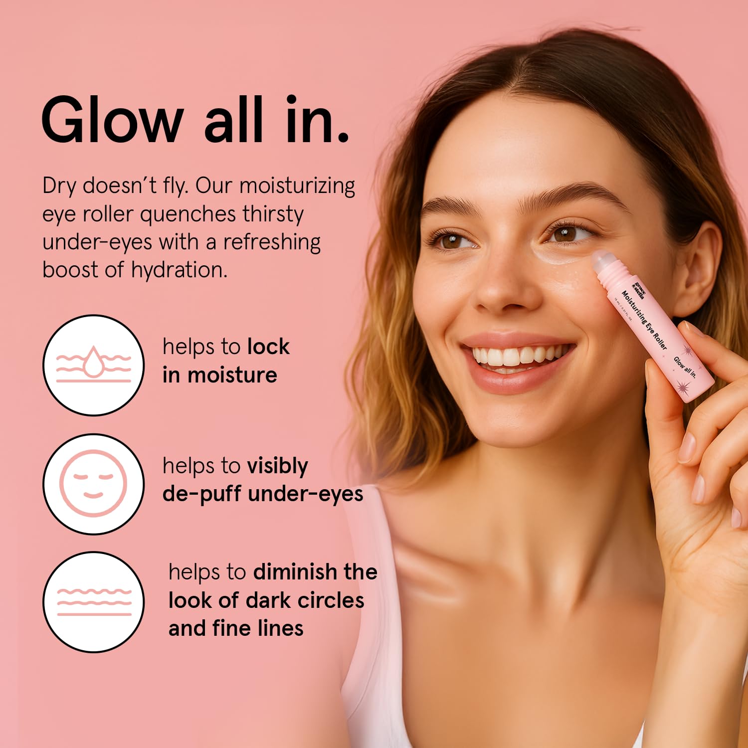 grace & stella Under Eye Brightener with Rose Quartz Rollerball - Centella Asiatica & Caffeine Under Eye Serum for Dark Circles & Puffiness - Travel Essentials, Birthday Gifts for Mom (15ml/0.51floz) - Image 2