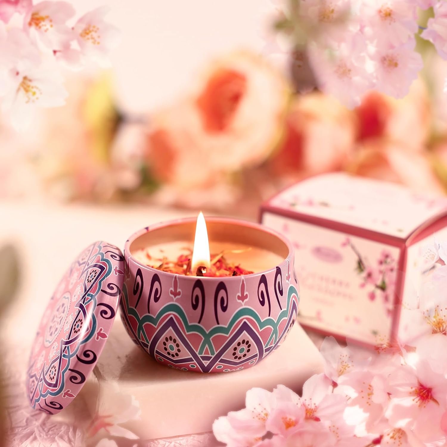 Beautifier Life Bath and Body Gift Set for Women - Luxurious Home Spa Gift Set,Japanese Cherry Blossom 7-Piece Set Including Shower Gel,Body Lotion,Bath Oil,Bath Salt,Soap,Bath Bombs and Candle - Image 7
