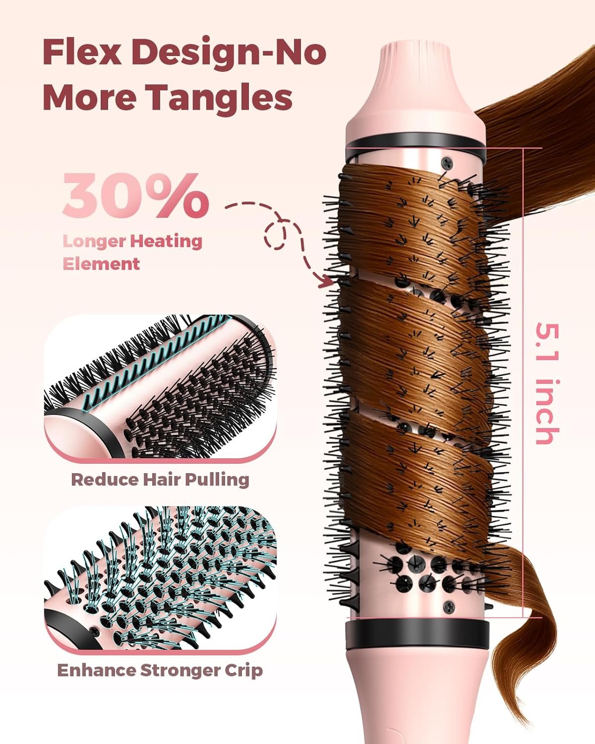 Bopcal Dual Voltage Thermal Brush, 1.5" Heated Round Brush for Smooth Blowout Look, Hot Brush for Volume, Soft Curls & Polished Ends, Negative Ions, 6 Heat Settings, Auto Shut-Off - Image 6