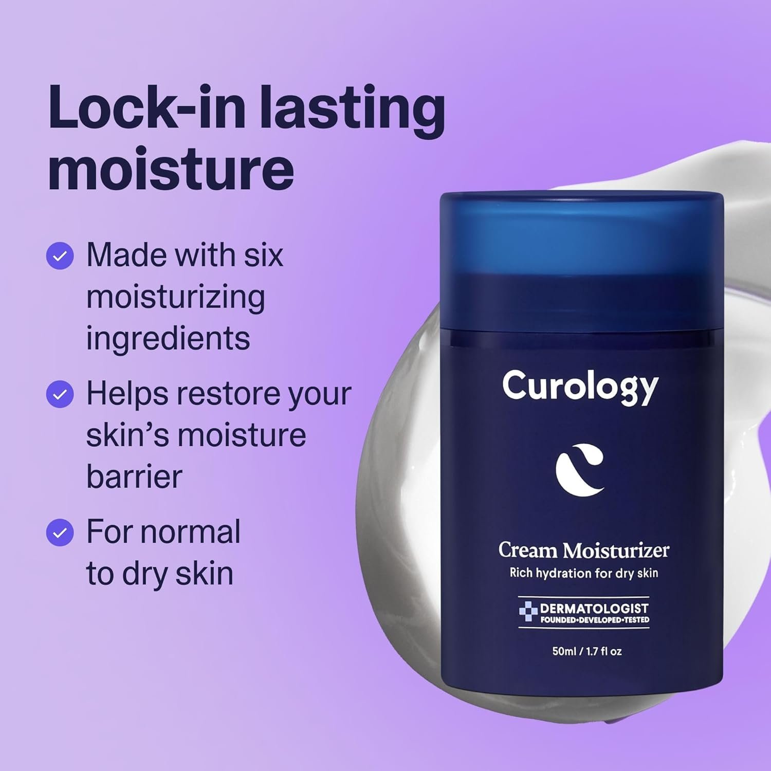 Curology Cream Moisturizer, Rich Hydrating Face Lotion for Dry Skin, with Shea Butter and Hyaluronic Acid, 1.7 fl oz - Image 3