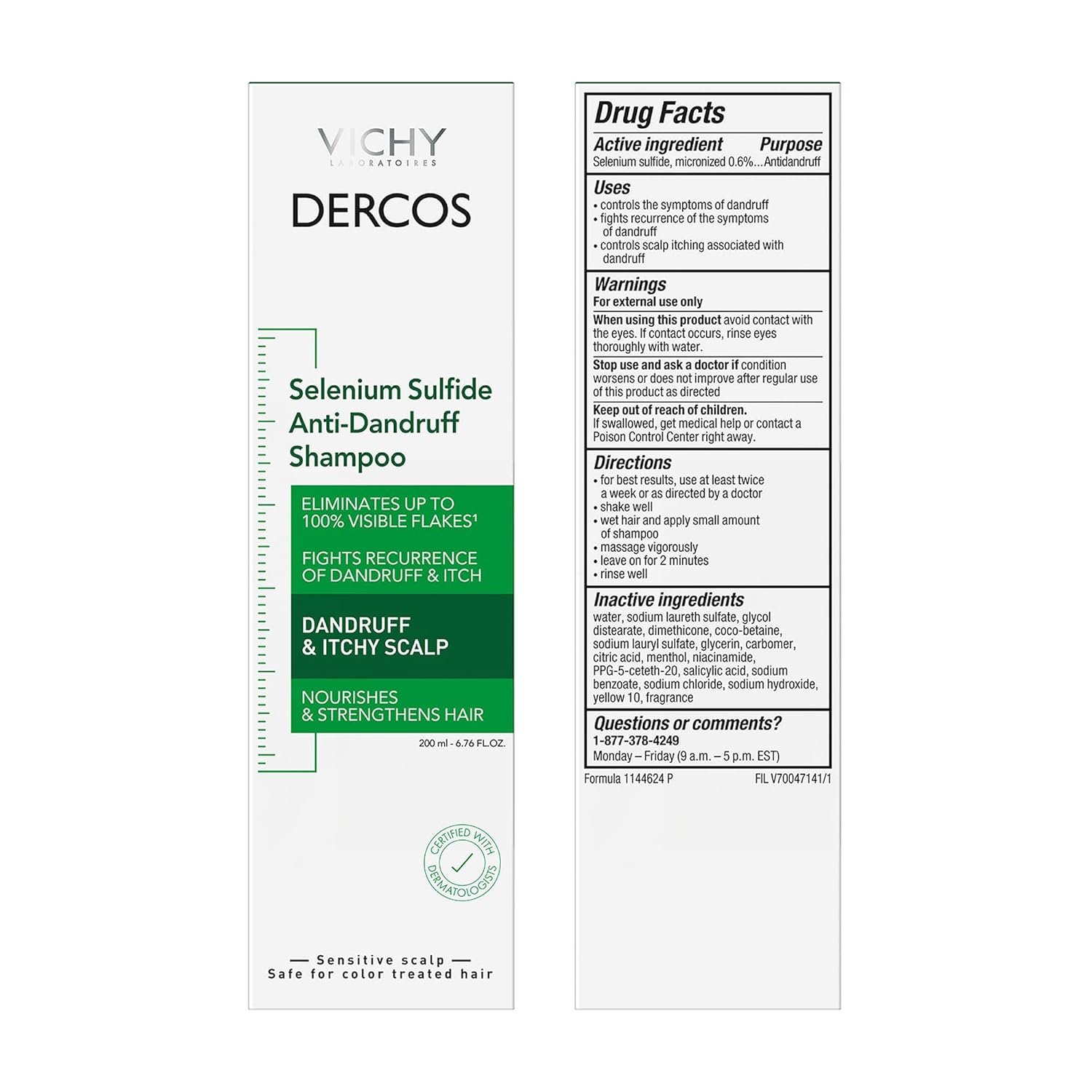 Vichy Dercos Dandruff Shampoo, Antifungal Itchy Scalp Treatment for Men & Women, Clinical Strength Selenium Sulfide, Formulated with Niacinamide & Salicylic Acid, Color Safe, Dermatologist Recommended - Image 9