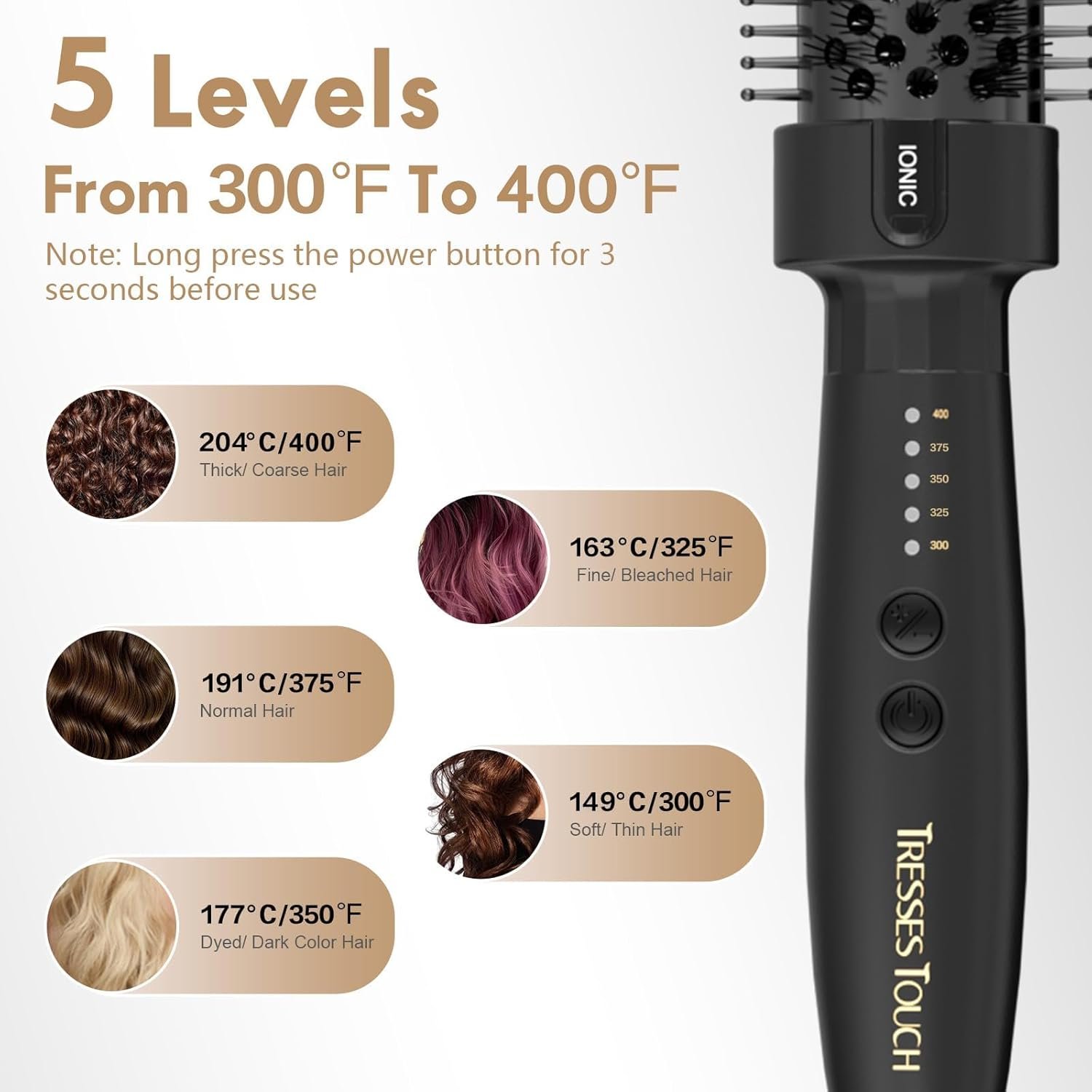 Thermal Brush 1.5 Inch, Heated Round Brush for Blowout Look, Negative Ion, 5 Temp Settings, Tourmaline Ceramic, Dual Voltage for Travel, Easy to Use, Less Damage, Makes Hair Shinier & Smoother - Image 2
