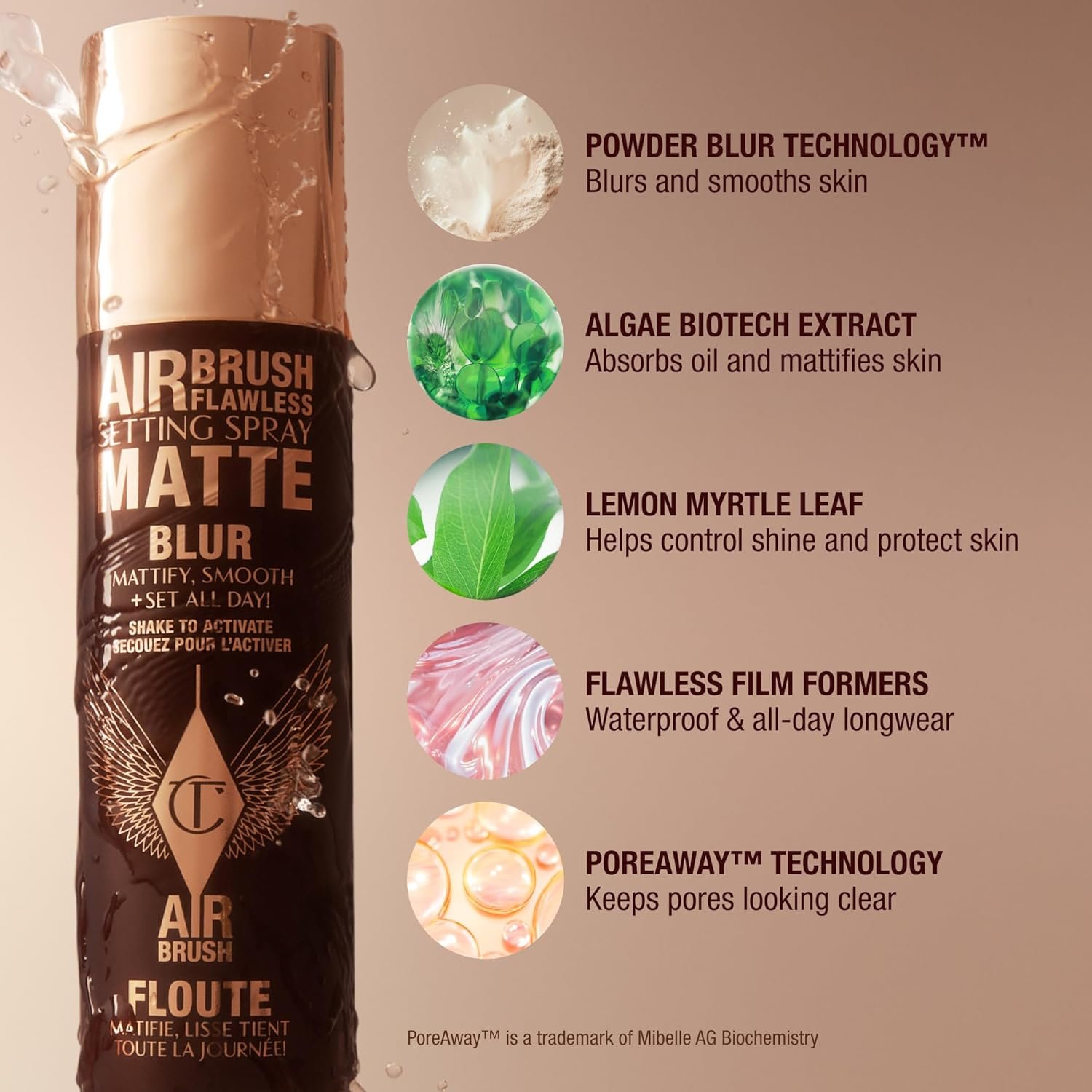 Charlotte Tilbury Airbrush Flawless Matte Setting Spray – Ultra‑Fine Mist to Prime & Set Face Makeup for Up to 16 Hours – Soothes, Blurs Pores & Calms Skin - Image 5