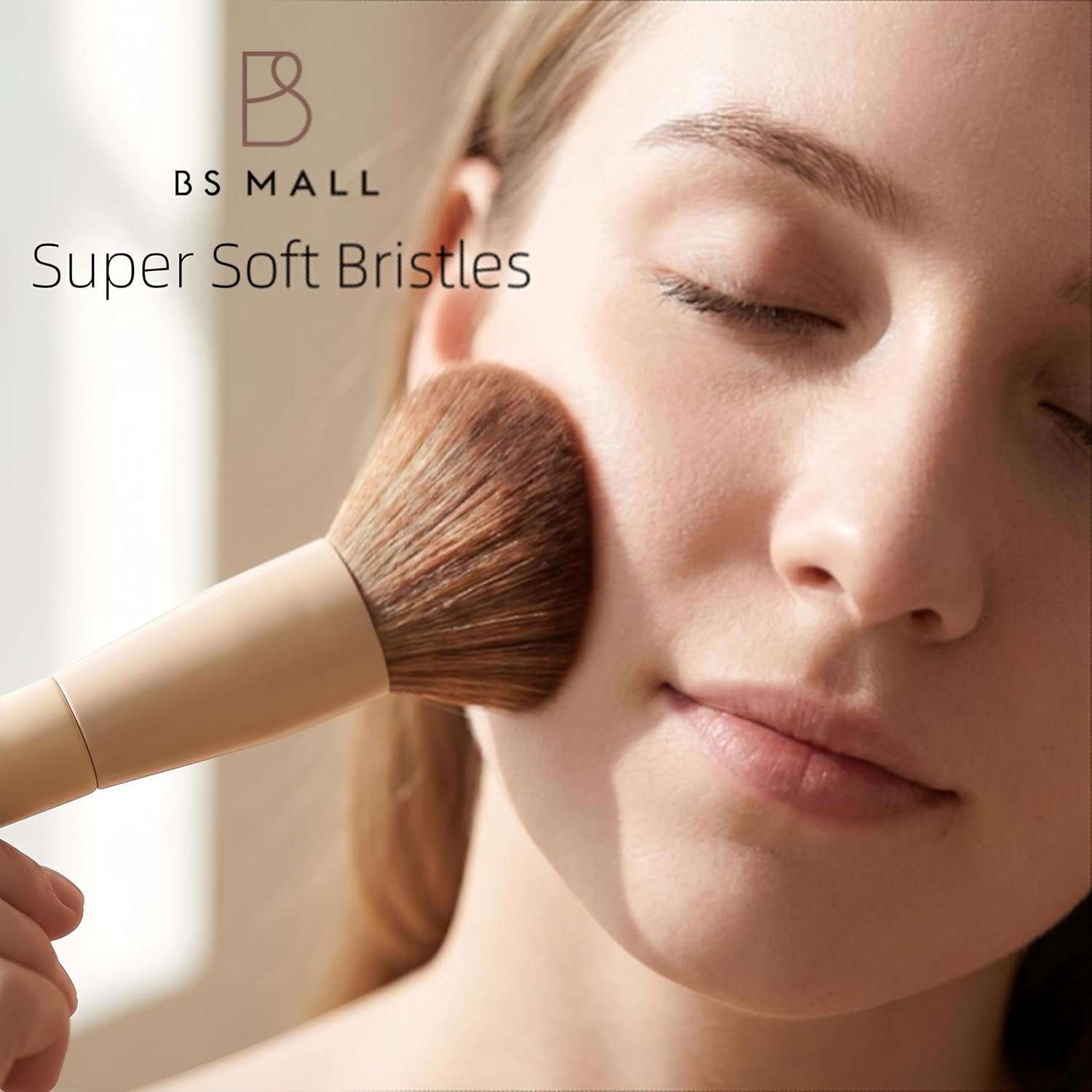 BS-MALL Professional Makeup Brush Set 18 Pcs Premium Synthetic Foundation Powder Concealers Eye Shadows Blush Makeup Brushes with Travel Case (Matte white beige) - Image 2