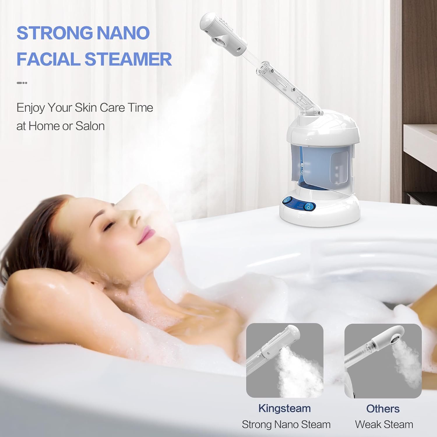 Facial Steamer - Ozone Steamer with Extendable Arm - Professional Nano Ionic Facial Steamer for Deep Cleaning - Portable for Personal Care Use at Home or Salon - Image 6
