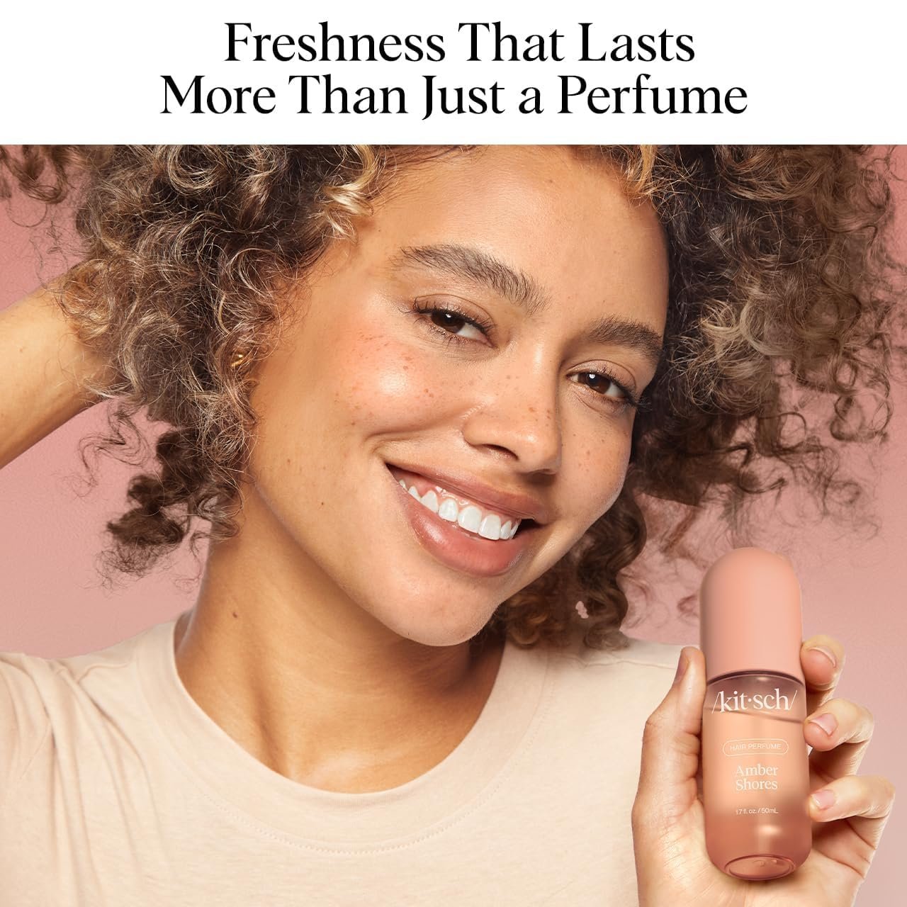 Kitsch Hair Perfume for Women - Amber Shores | Clean, Deodorizing & Patented Odor-Eliminating Technology Hair Spray & Body Mist - Freshen Hair, Body & Pillows - Woody Aquatic Scent - 50mL - Image 3