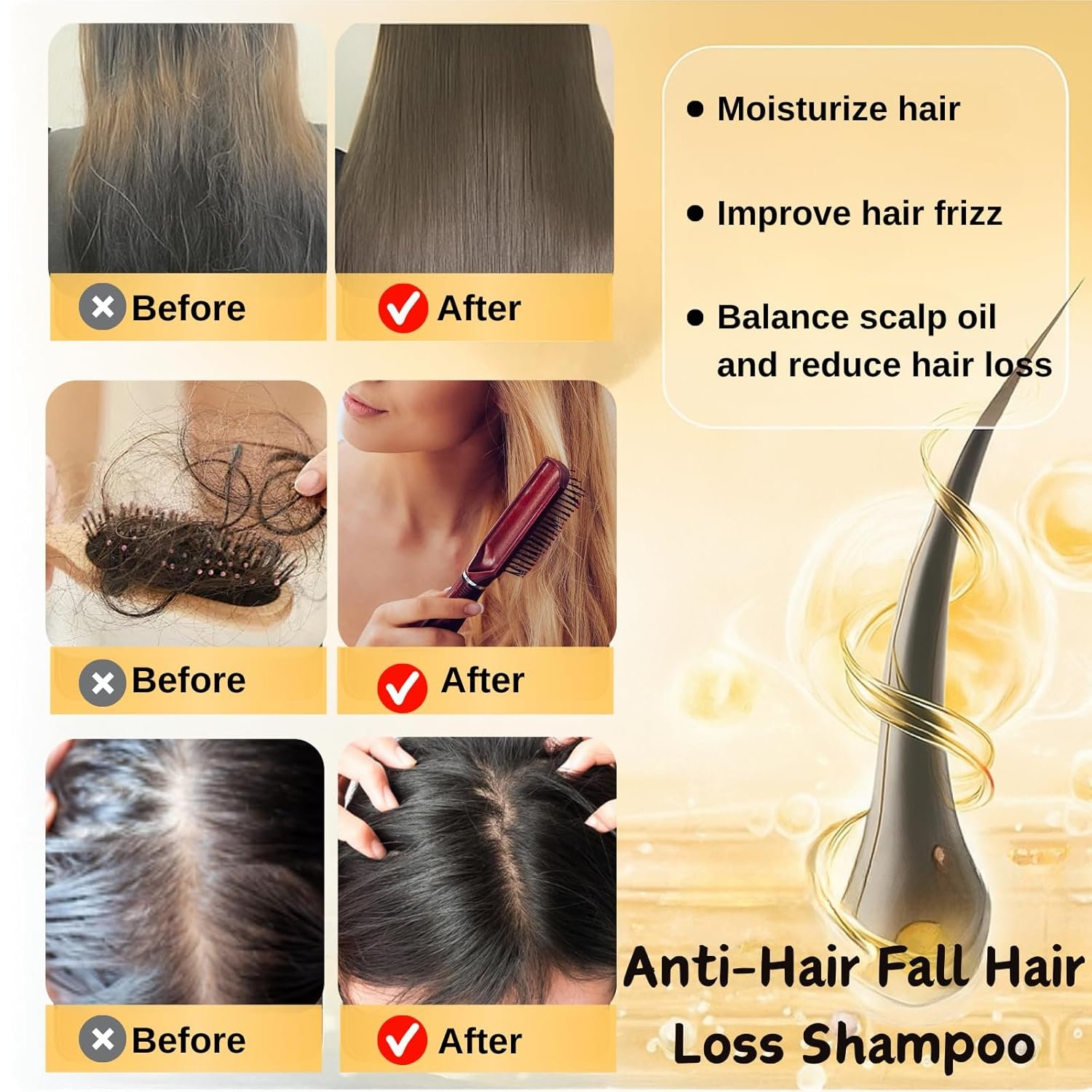 Generic 2Pcs Anti-Hair Fall Hair Loss Shampoo, Anti-Hair Fall Promote Hair Growth, Rich in Various Plant Extracts Moisturize, Suitable For All Hair Type - Image 4