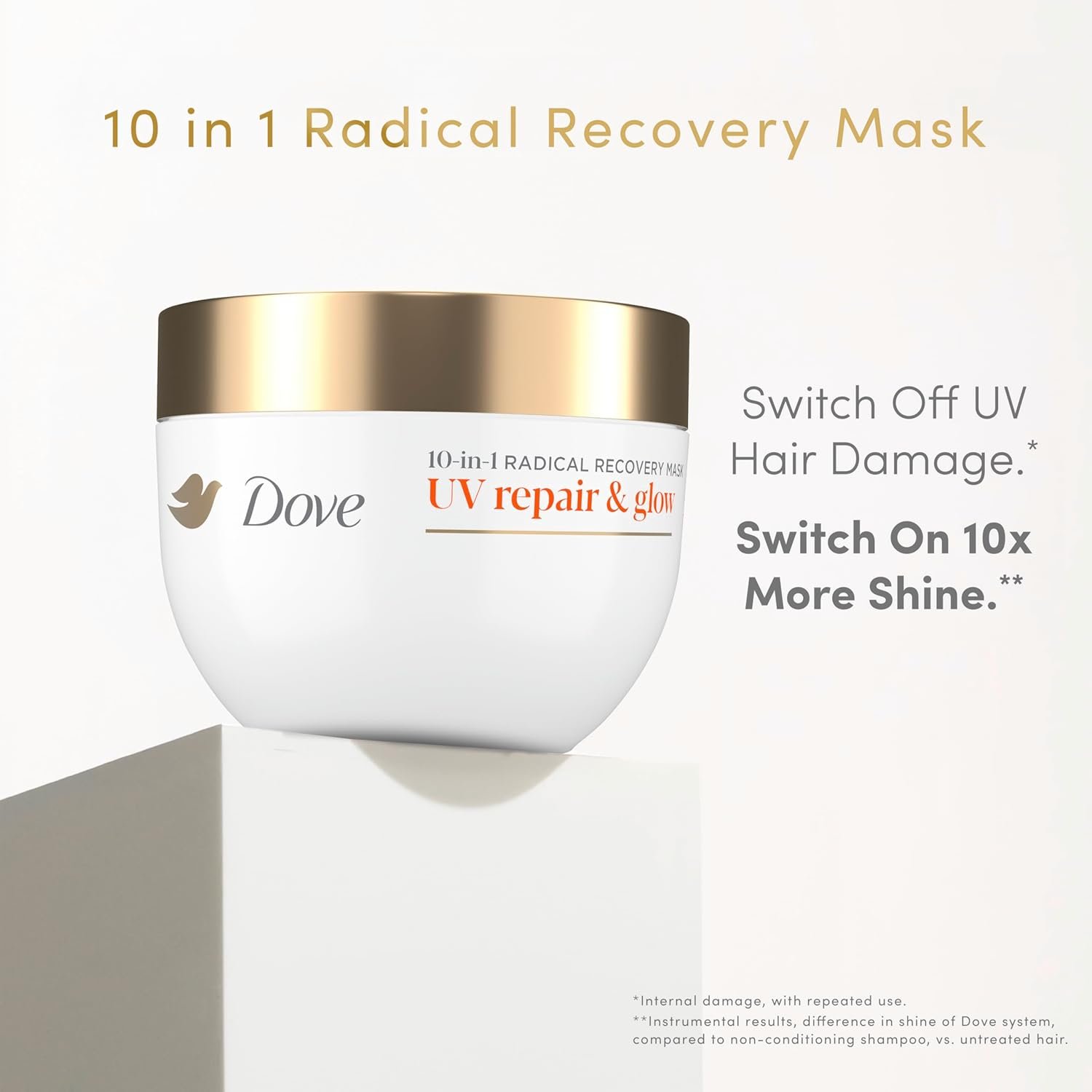 Dove Radical Recovery 10-in-1 Hair Mask 1ct UV Repair & Glow Deep recovery from 99% of UV hair damage with Melting Lumi-Beads 9.2 oz - Image 3