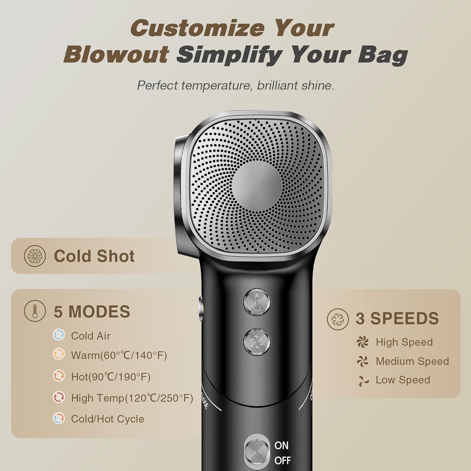 Dual Voltage Travel Hair Dryer with Diffuser, 1900W Professional High-Speed Ionic Blow Dryer for Fast Drying, Lightweight, No Heat Damage, Global Use 110V-240V - Image 8