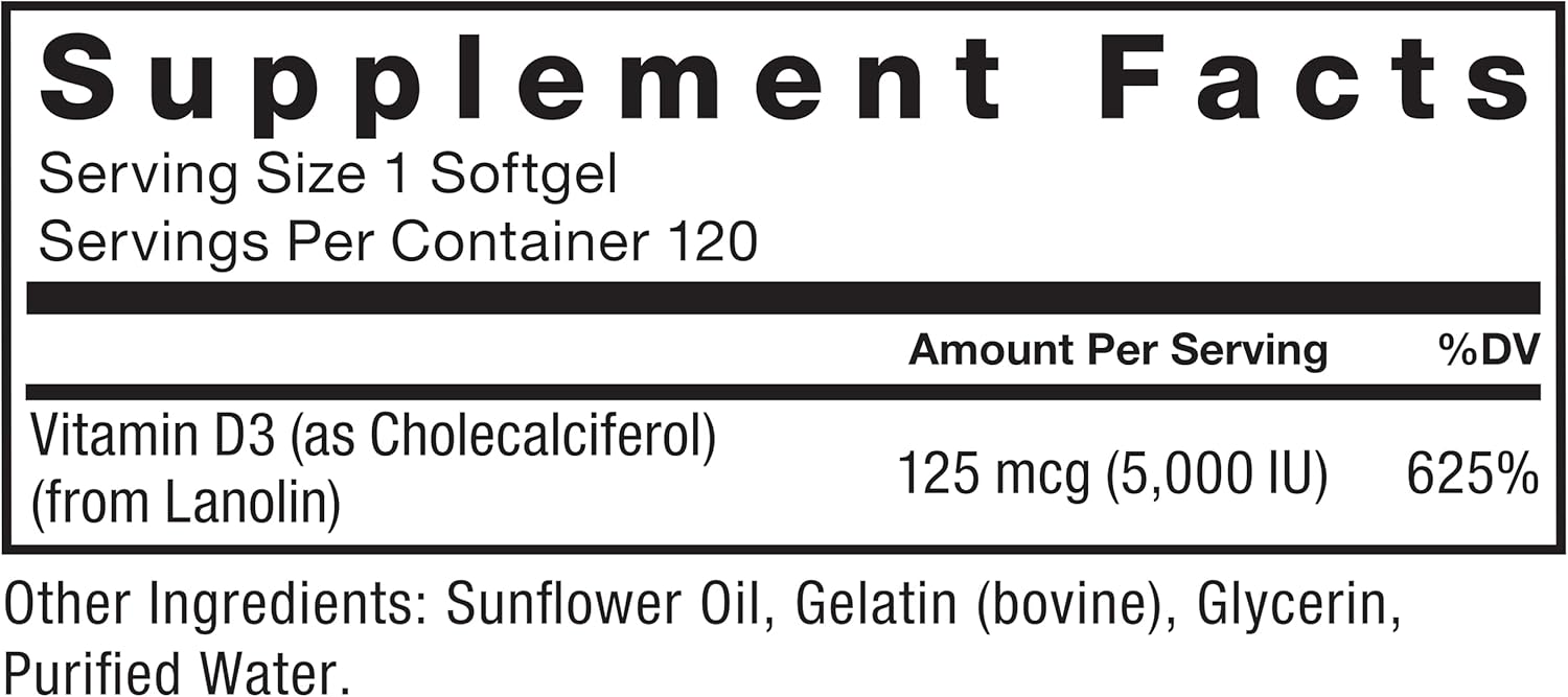 Force Factor Vitamin D3 5000 IU Softgels, High-Potency Vitamin D Supplement to Support Immunity and Bone Health, Premium Quality, No Preservatives, 120 Softgels - Image 6