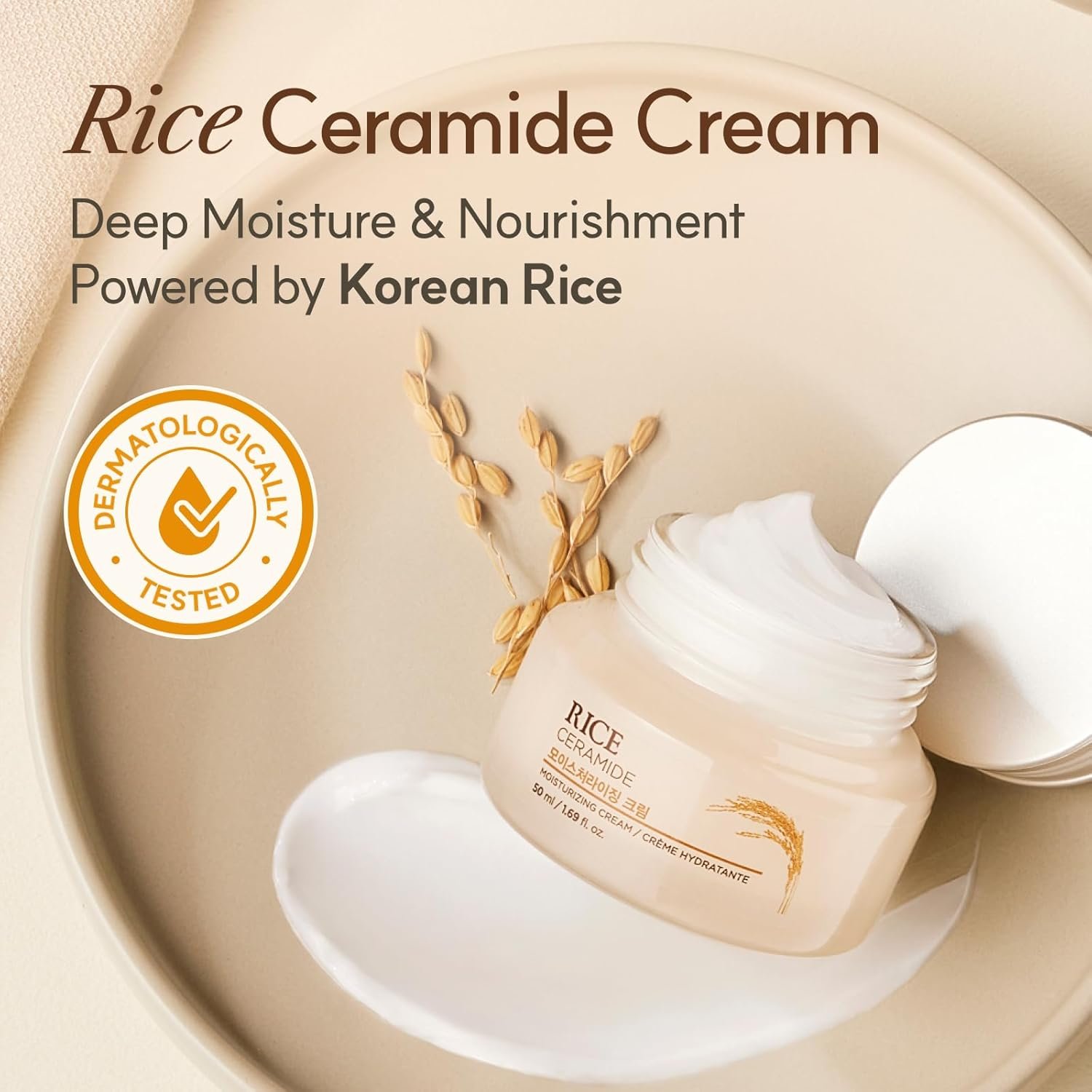 The Face Shop Rice Ceramide Cream, Hydrating Face Moisturizer, for Dry & Combination Skin, Lightweight, Fast-absorbing, 1.69 fl. oz. - Image 2