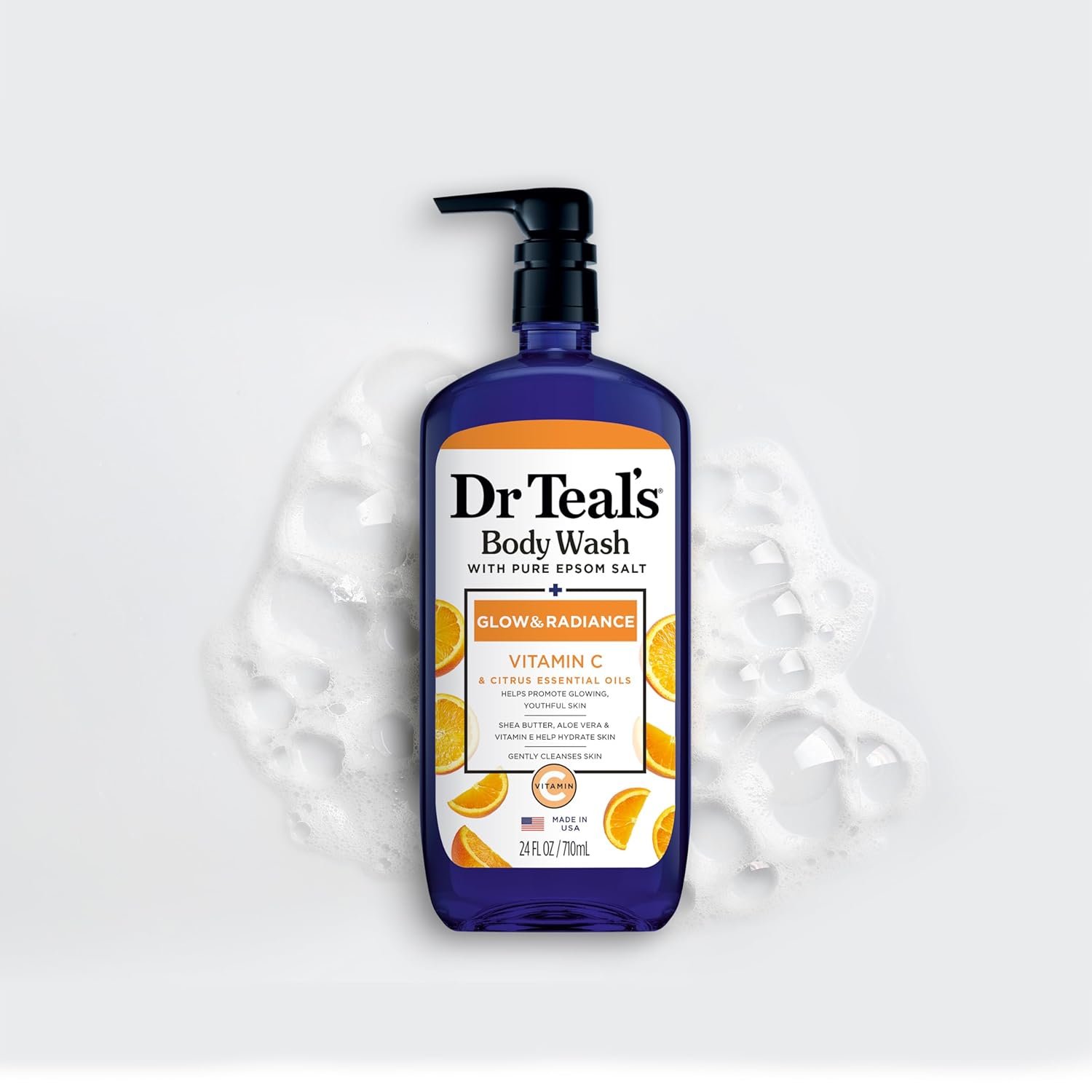 Dr Teal's Body Wash with Pure Epsom Salt, Glow & Radiance with Vitamin C & Citrus Essential Oils, 24oz (Pack of 2) - Image 7
