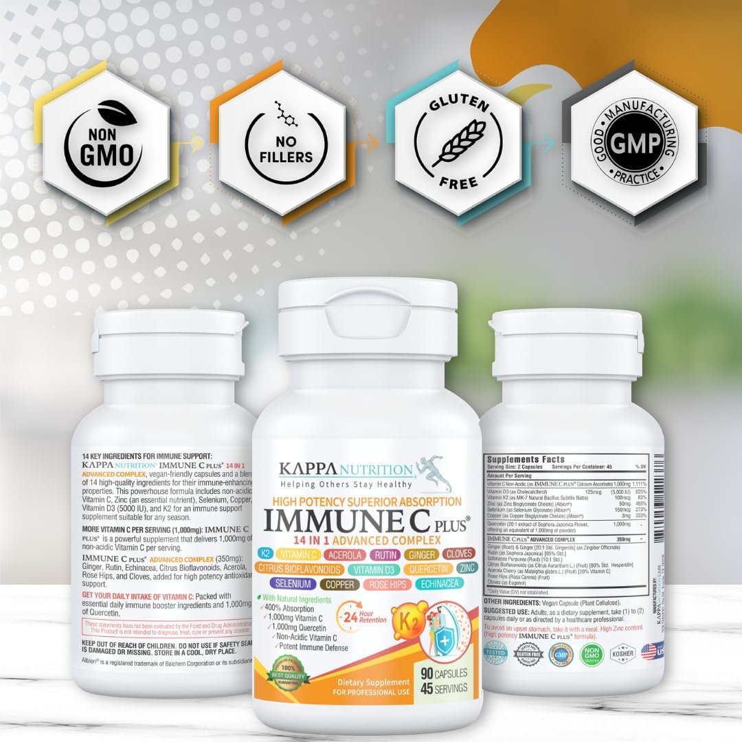 Quercetin 1,000mg, Vitamin C 1,000mg, Zinc 50mg, Vitamin D3 5,000iu, Selenium, Copper, Acerola, Ginger, Rutin, Bitter Orange, Rose Hips, Echinacea, Immune C Plus, 14 in 1 Immune C Plus (60 Count) - Image 6