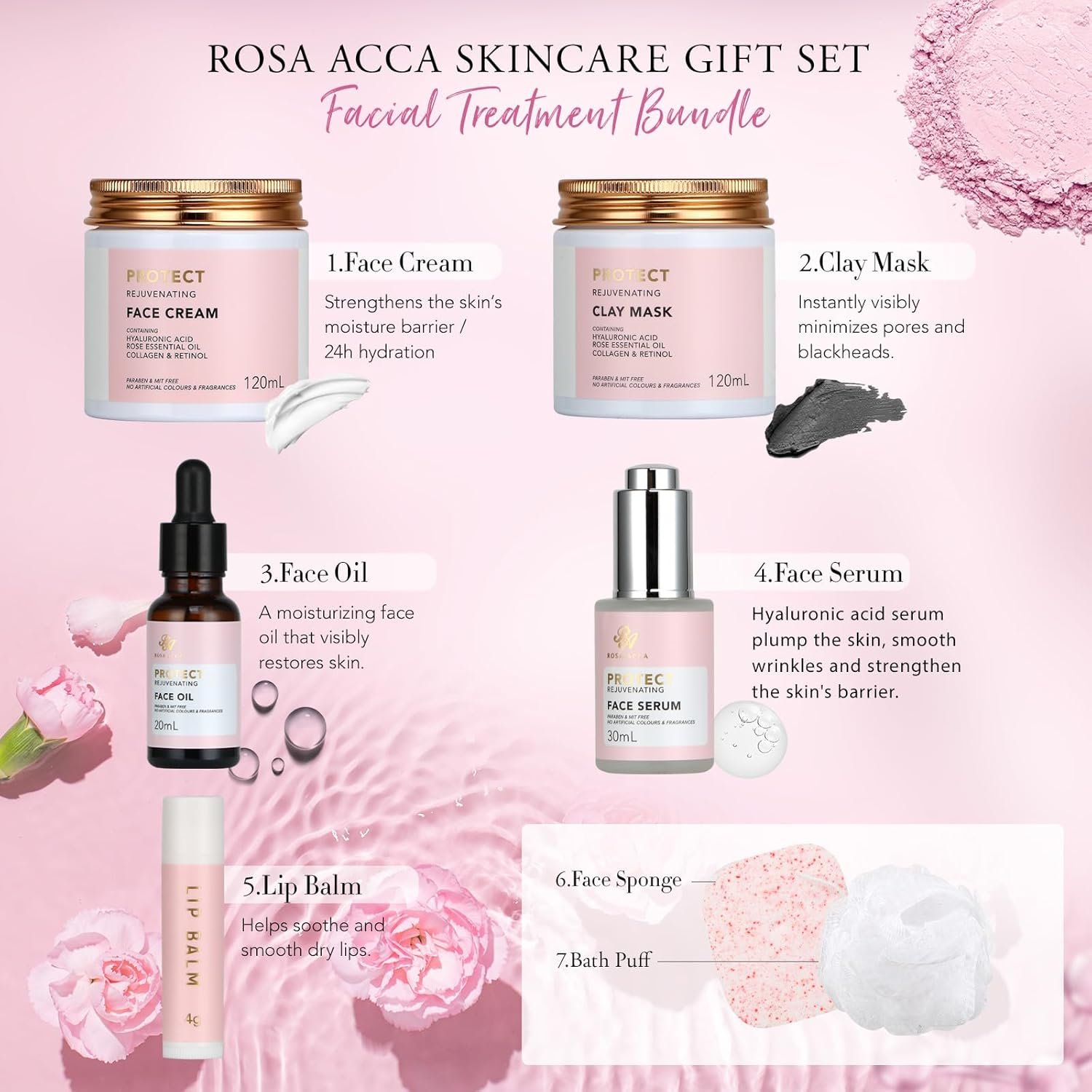 Gifts for Women, Birthday Gift for Women, 30pcs Rose Facial Skin Care Gifts Set, Thinking of You Gift, Spa Gifts Basket Set, Get Well Soon Gifts, Birthday, Christmas, Anniversary, Mothers Day, Wife - Image 6