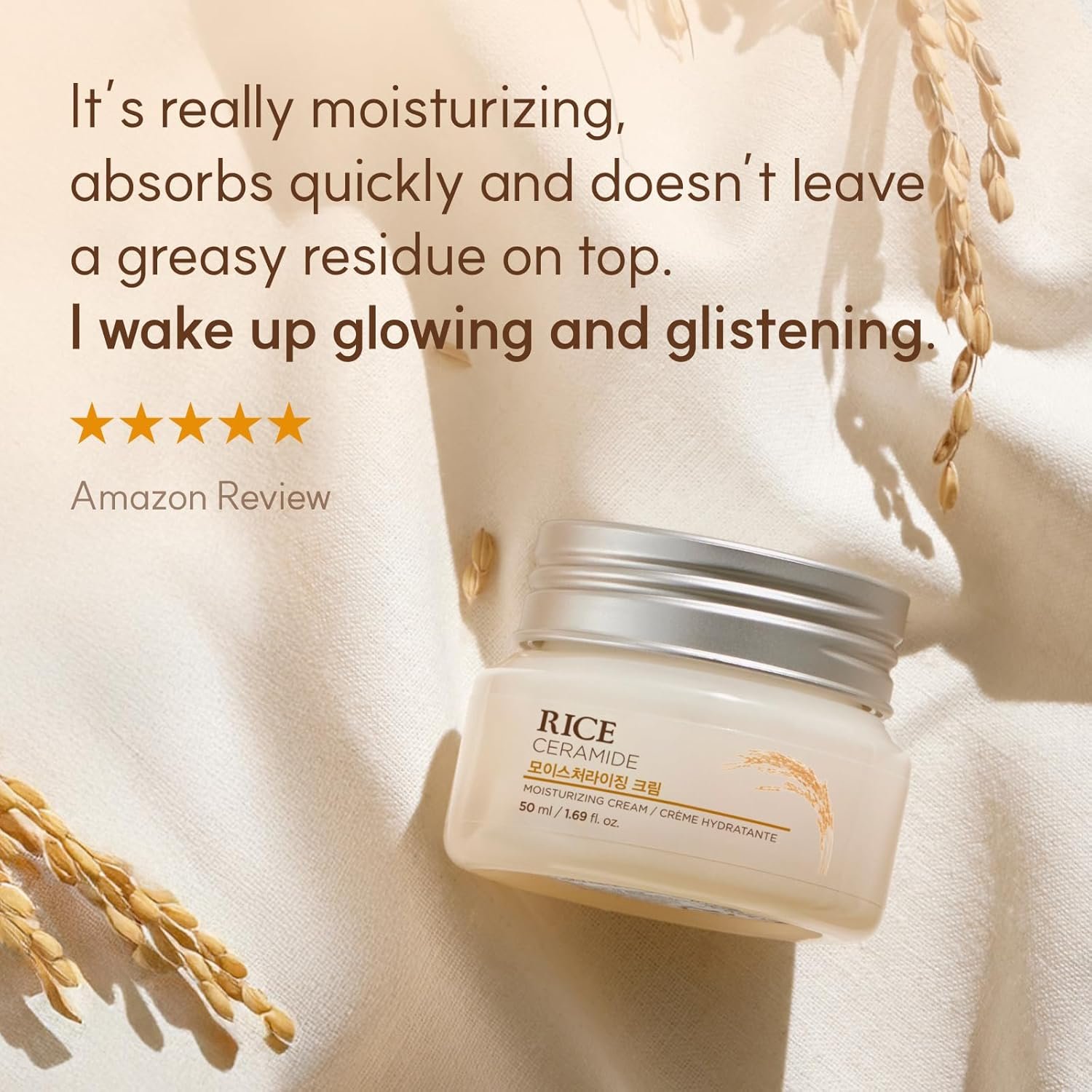 The Face Shop Rice Ceramide Cream, Hydrating Face Moisturizer, for Dry & Combination Skin, Lightweight, Fast-absorbing, 1.69 fl. oz. - Image 5