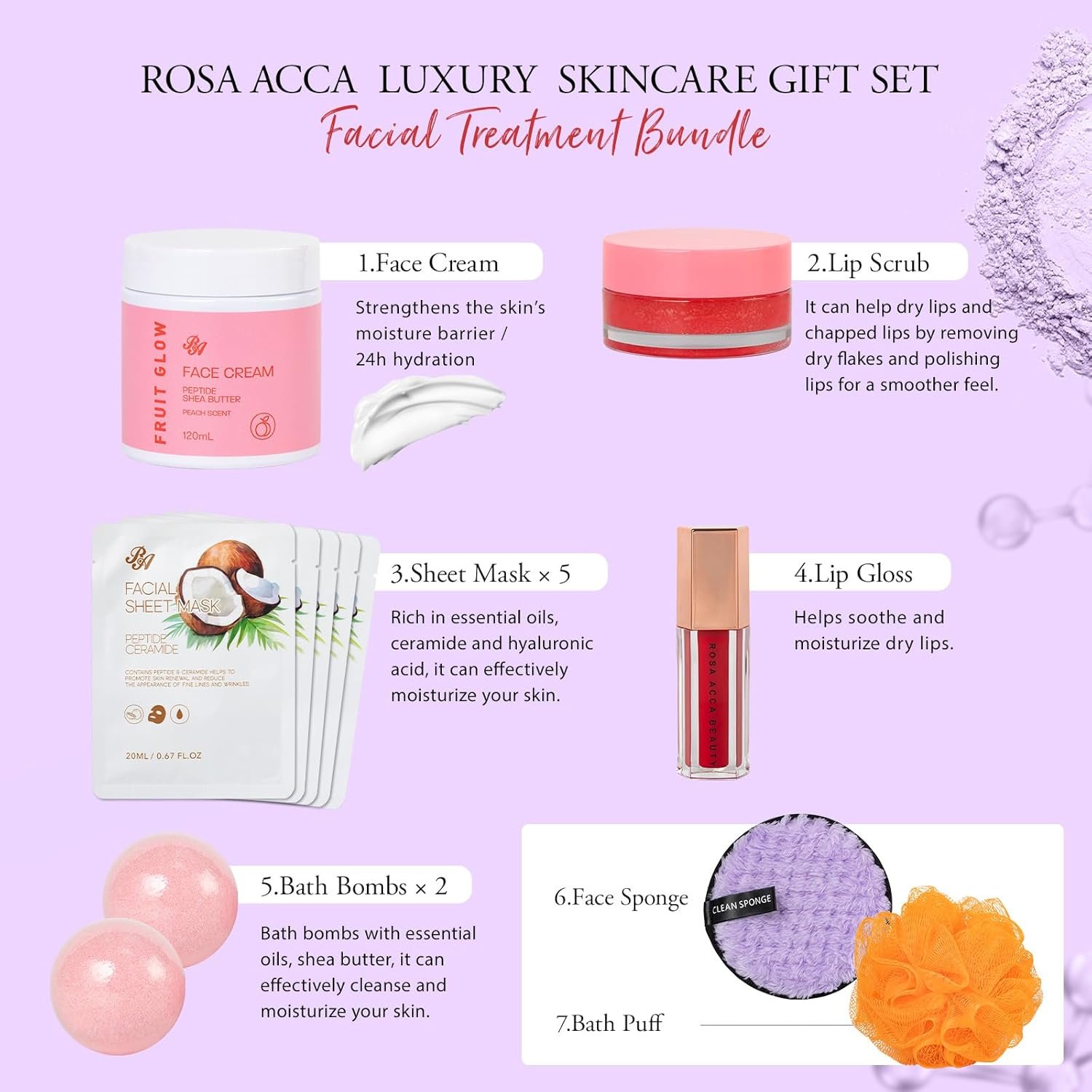 42 Pcs Mother's Day Gifts, Super Fruit Bath and Body Spa Gift Basket Set for Women, Facial Skin Care Kit, Self-Care Gifts Basket Set, Lip Gloss, Face Sheet Mask, Birthday, Christmas, Anniversary, Mom - Image 3