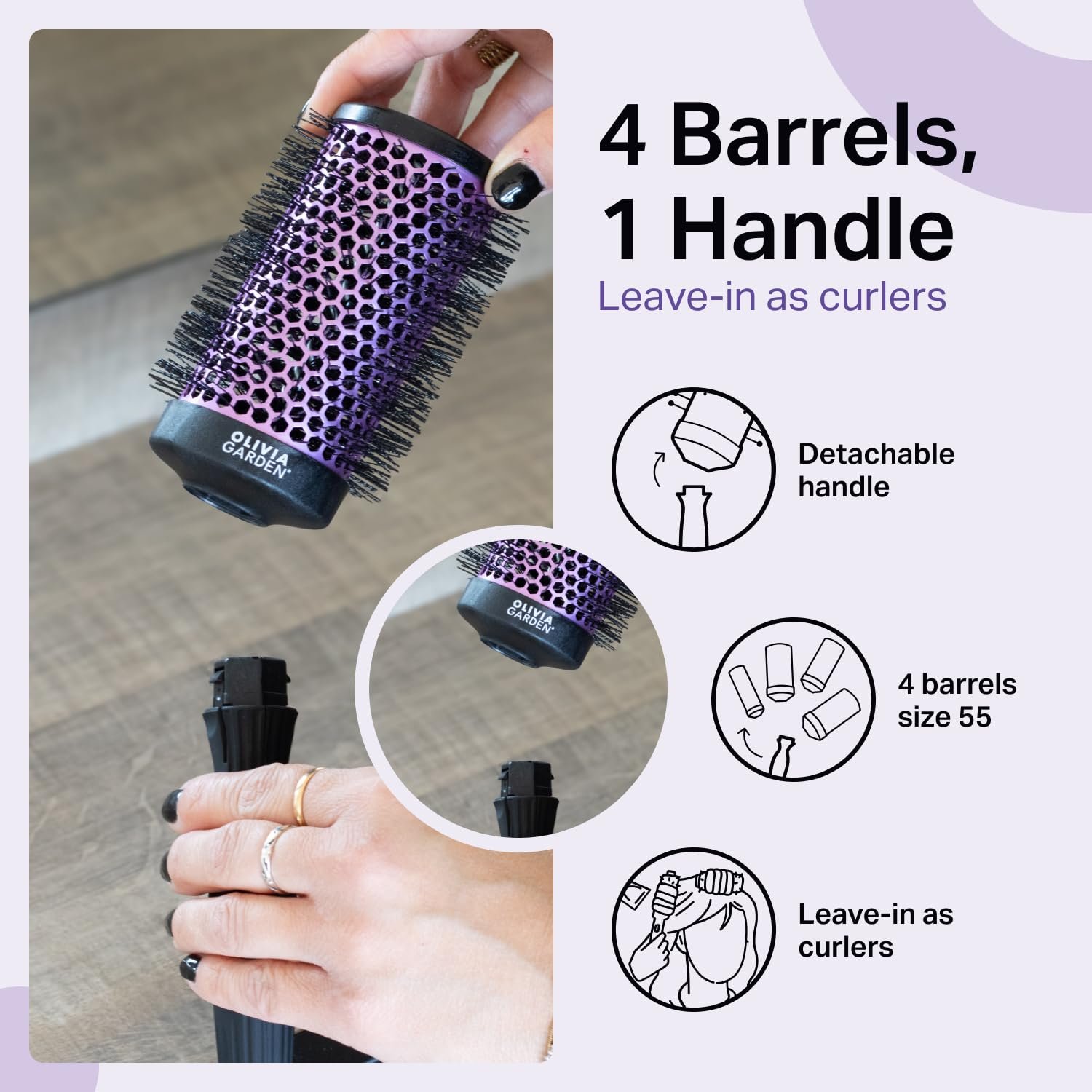 Olivia Garden MultiBrush - Non-Electrical Detachable Thermal Brush with Ceramic Barrel - Image 6
