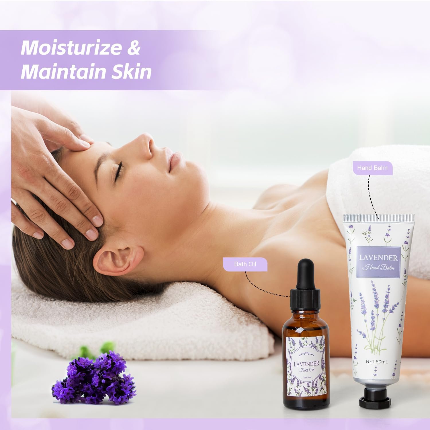 Lavender Spa Gifts Set, 11 Pcs Bath Gift Set for Women, Relaxing Spa Gifts, Home Spa Bath Set Self Care Package, Birthday Gifts for Womens Her Mom Friends Wife Girlfriend Wife - Image 4