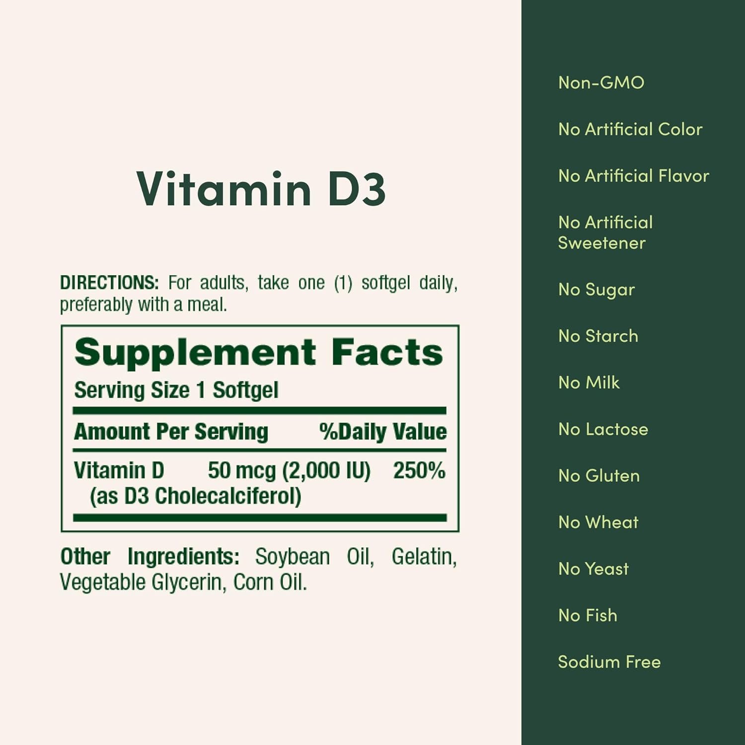 Nature's Bounty Vitamin D3 2000 IU | Supports Immune Health, Calcium Absorption & Bone Strength | Essential for Healthy Bones | Non-GMO, No-Gluten | 350 Softgels, 1 Serving Per Day for Daily Health - Image 5