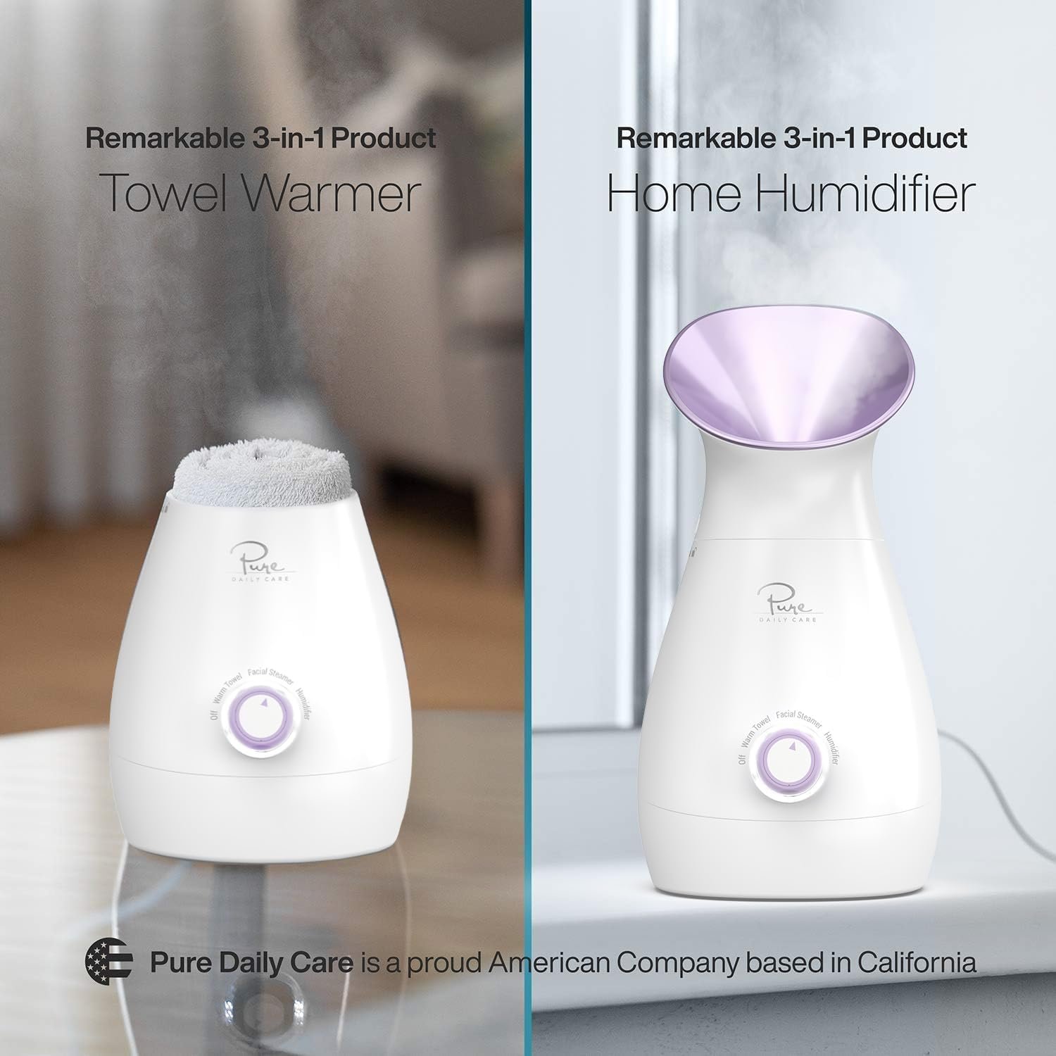 NanoSteamer Large 3-in-1 Nano Ionic Facial Steamer with Precise Temp Control - Humidifier - Unclogs Pores - Blackheads - Spa Quality - Bonus 5 Piece Stainless Steel Skin Kit (Lilac) - Image 6