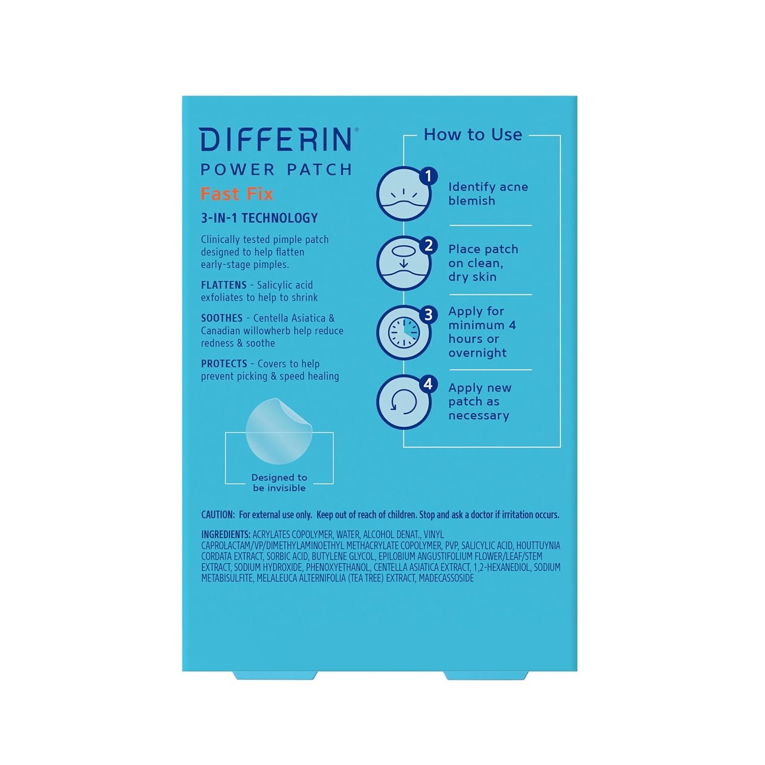 Differin Acne Patches, Pimple Patches for Acne Prone Skin, Formulated with Salicylic Acid and Centella, Fast Triple Action Power Patch for Day & Night, Dermatologist Tested, 36 Count - Image 10